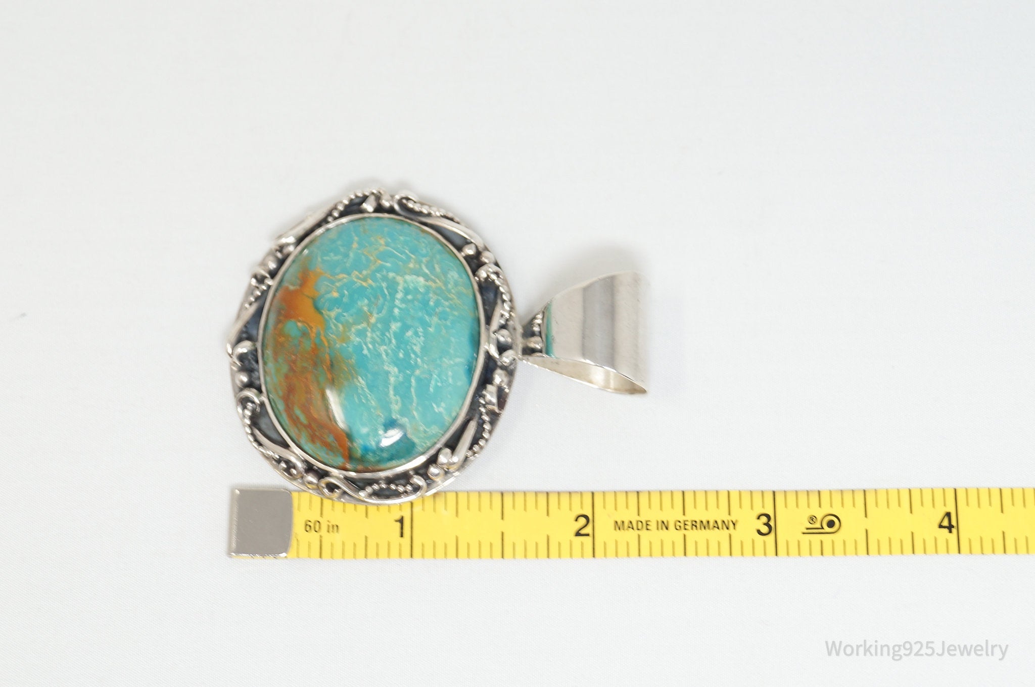 Vtg Designer Desert Rose Trading Co Turquoise Sterling Silver Necklace Pendant