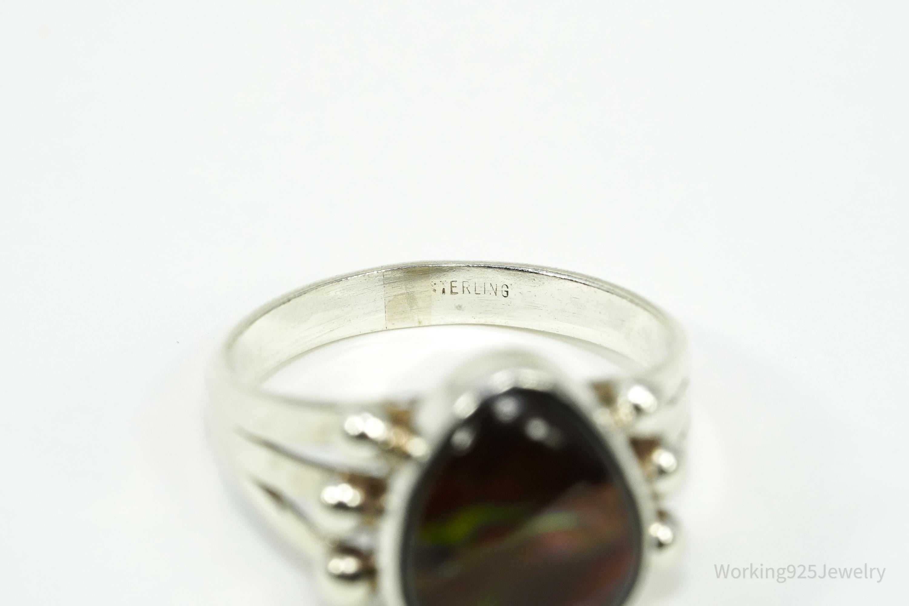 Vintage Mexico Fire Agate Sterling Silver Ring - Size 9