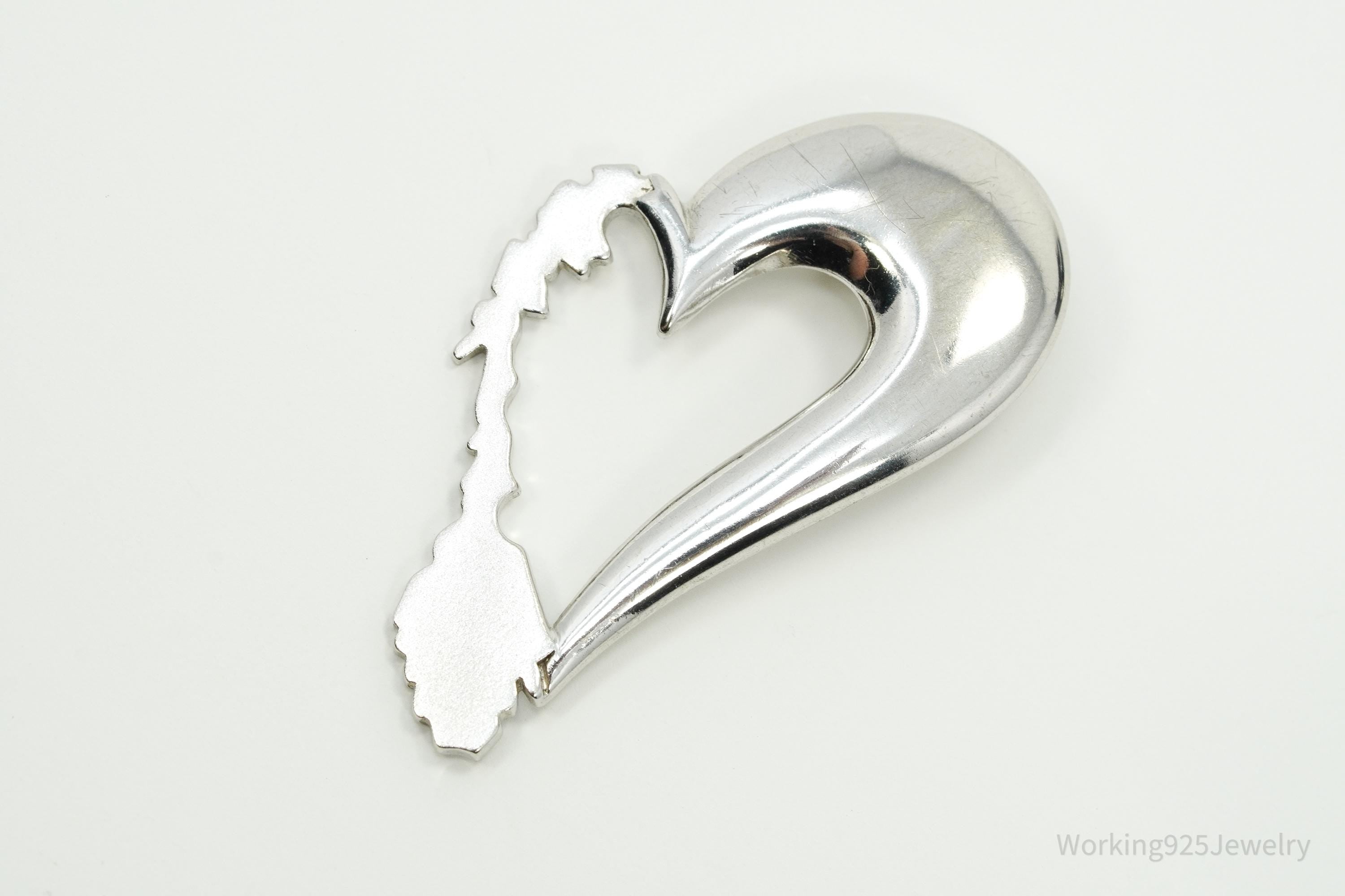 Vintage Heart Sterling Silver Necklace Pendant