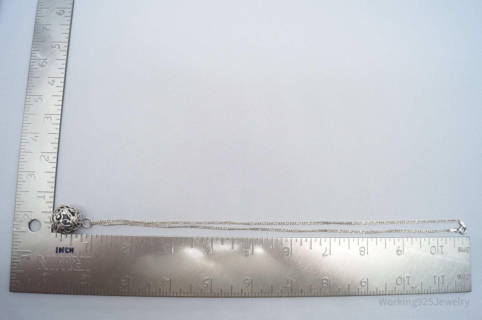 Vintage Ivy Wrapped Ball Sterling Silver Necklace 20"