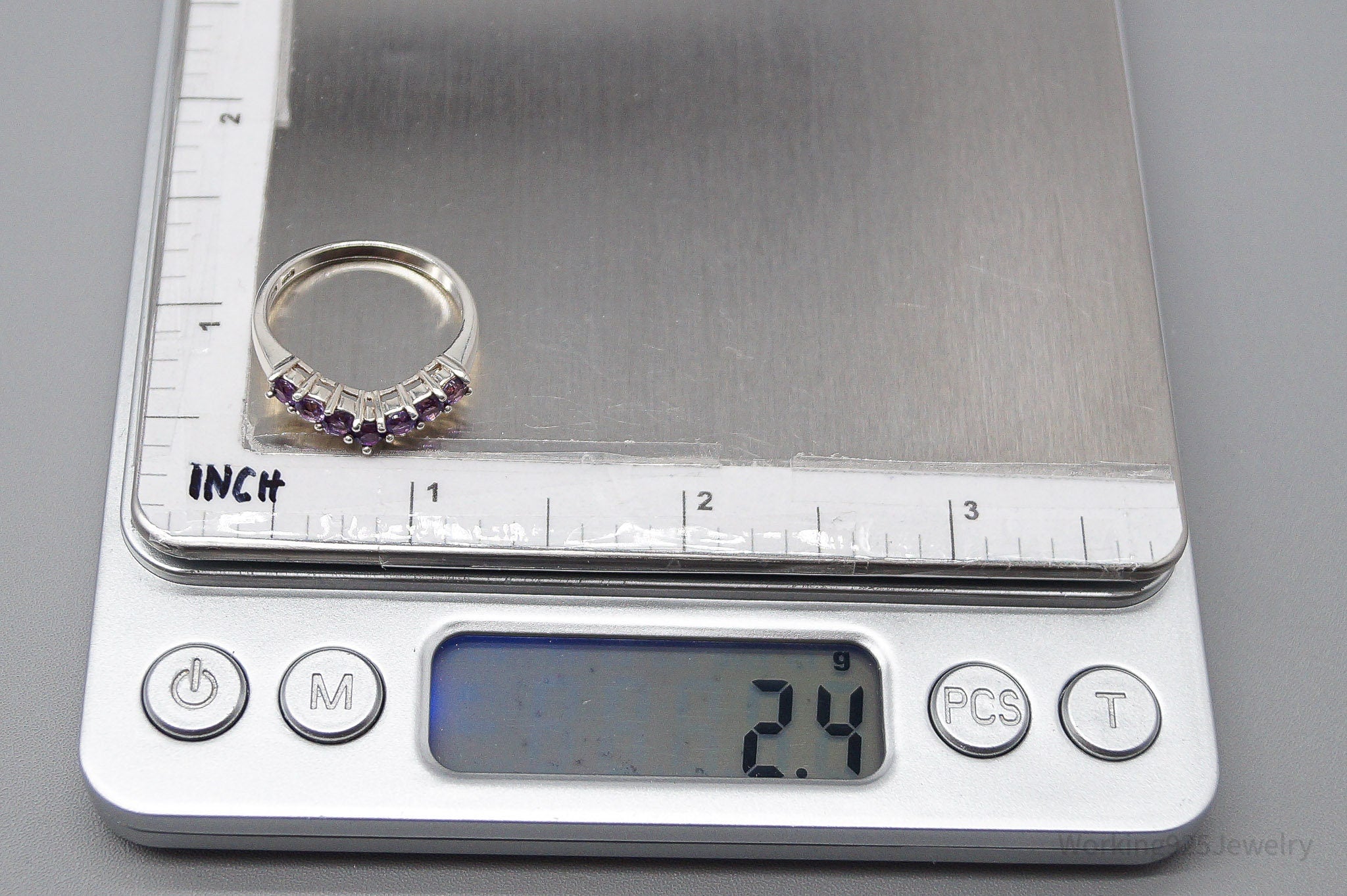 Vintage Amethyst Sterling Silver Ring - Size 8