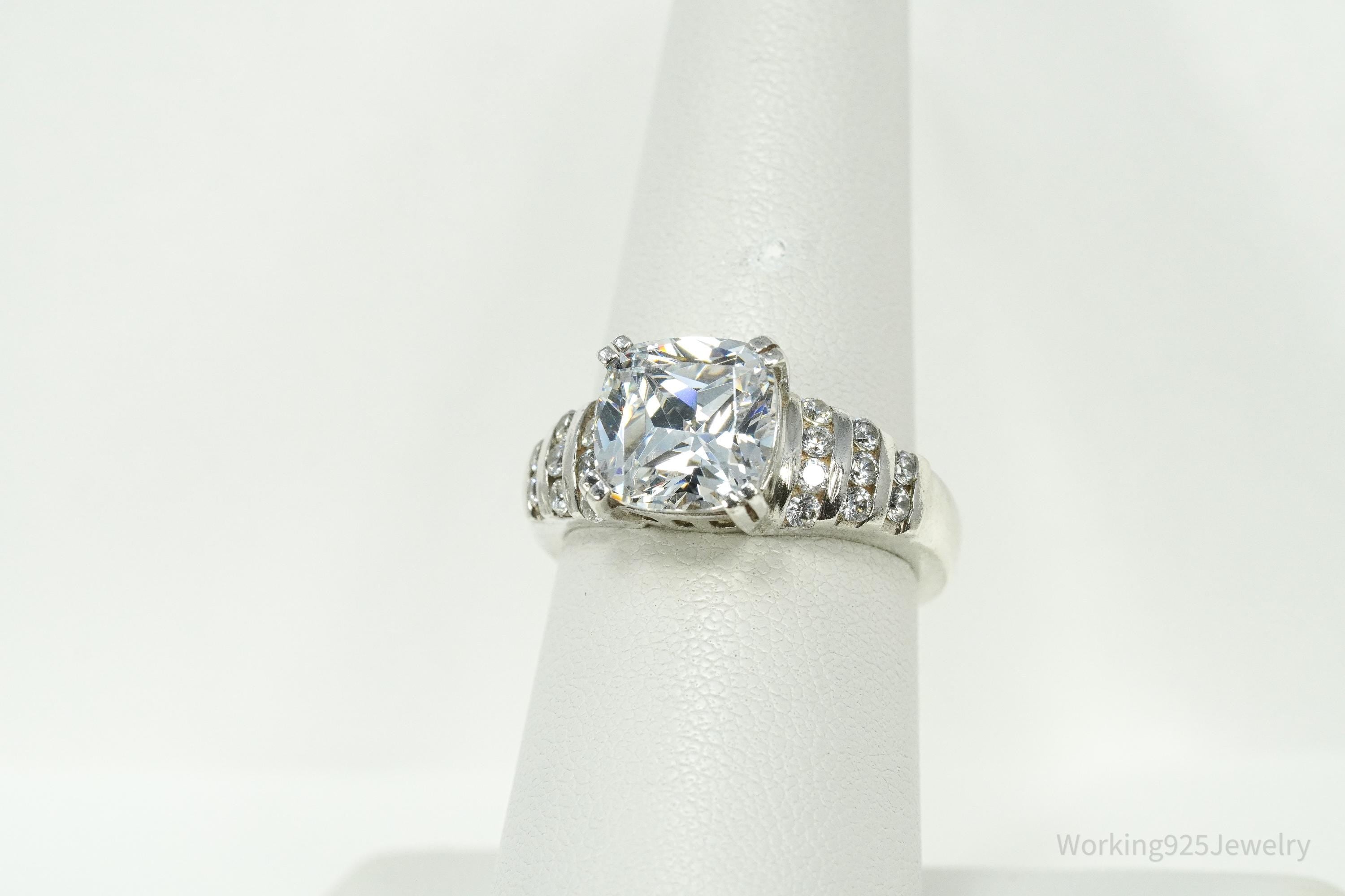 Vintage Diamonique Cubic Zirconia DQCZ Sterling Silver Ring - Size 6.75