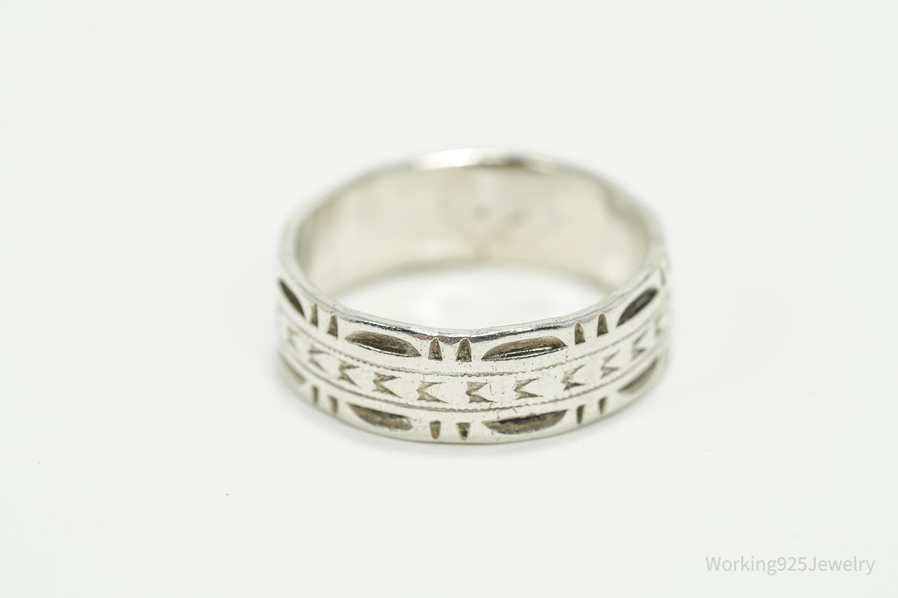 Antique VARGAS MFG. CO. Sterling Silver Band Ring - Size 6