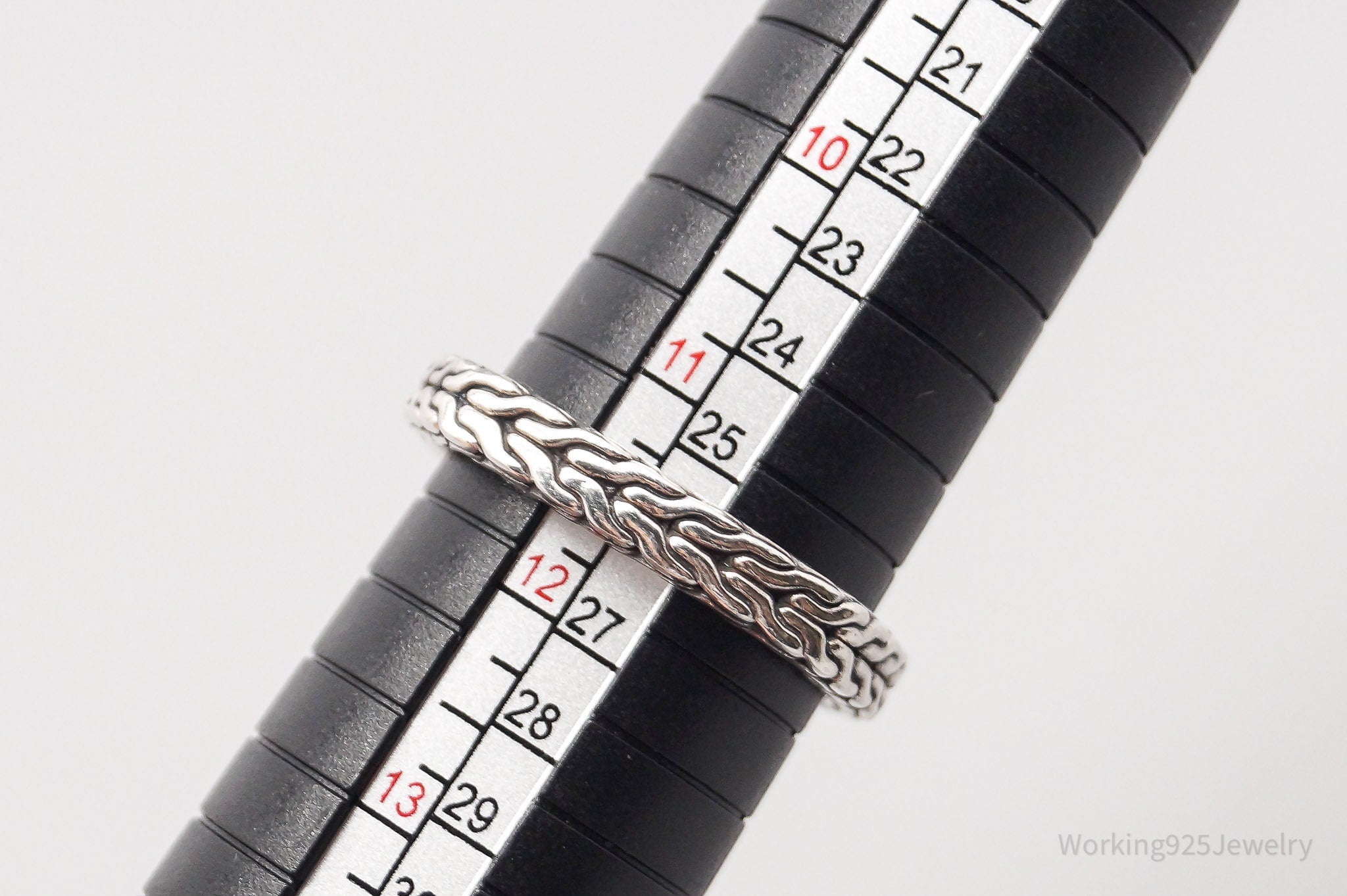 Vintage Dragon Snake Weave Style Byzantine Sterling Silver Band Ring - Size 11.5