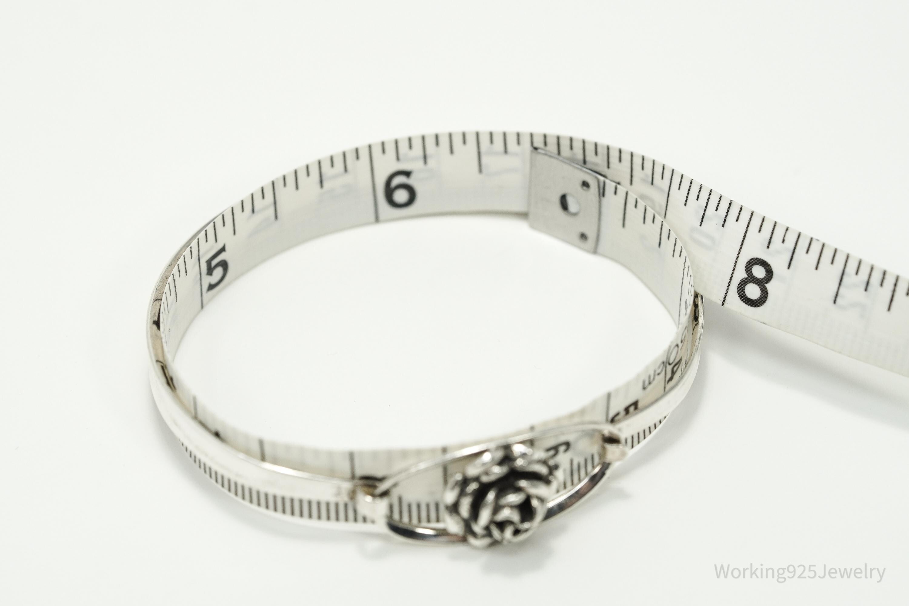 Vintage Finland Modernist Erik Granit & Co Rose Sterling Silver Bracelet - 6.75"