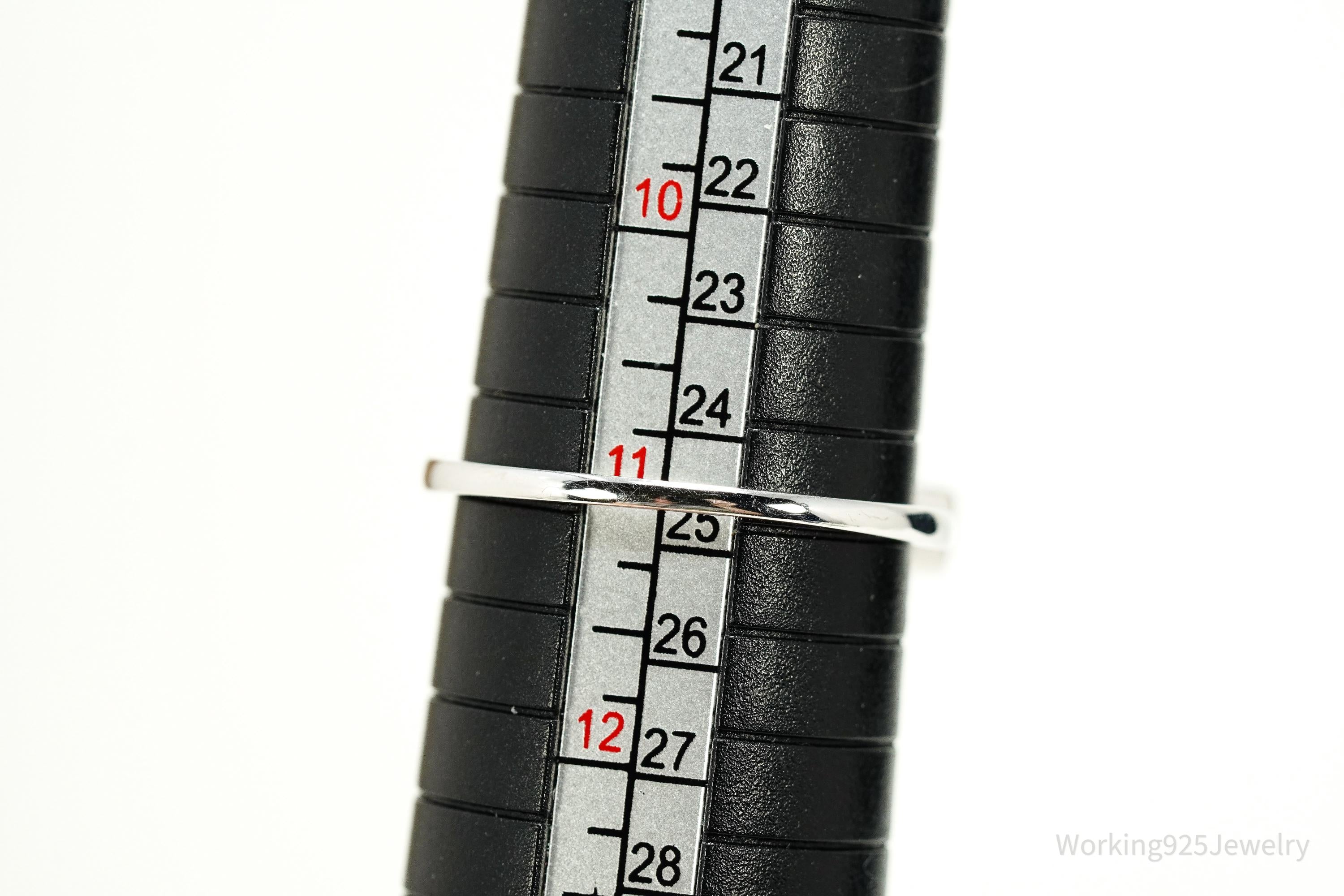 Vintage Ruby & White Topaz \ Sterling Silver Ring - Size 11