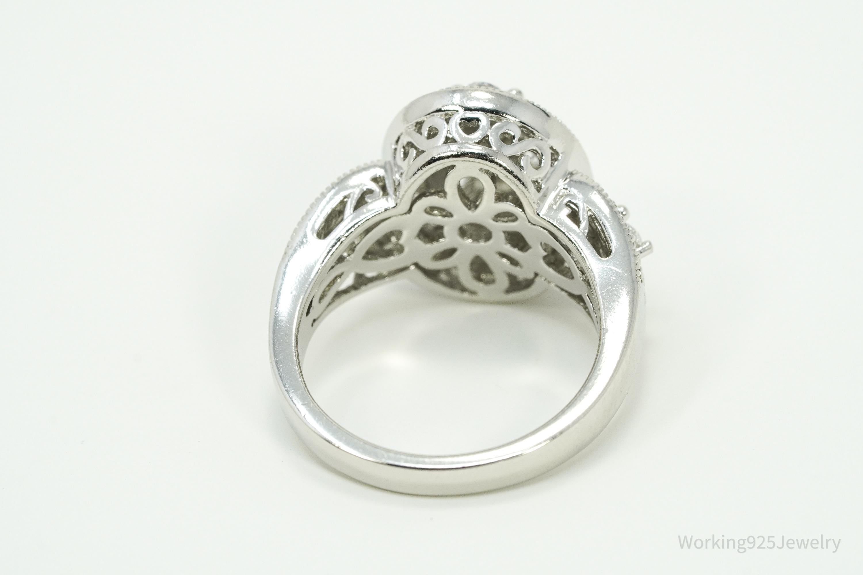 Vintage Cubic Zirconia Sterling Silver Ring - Size 7