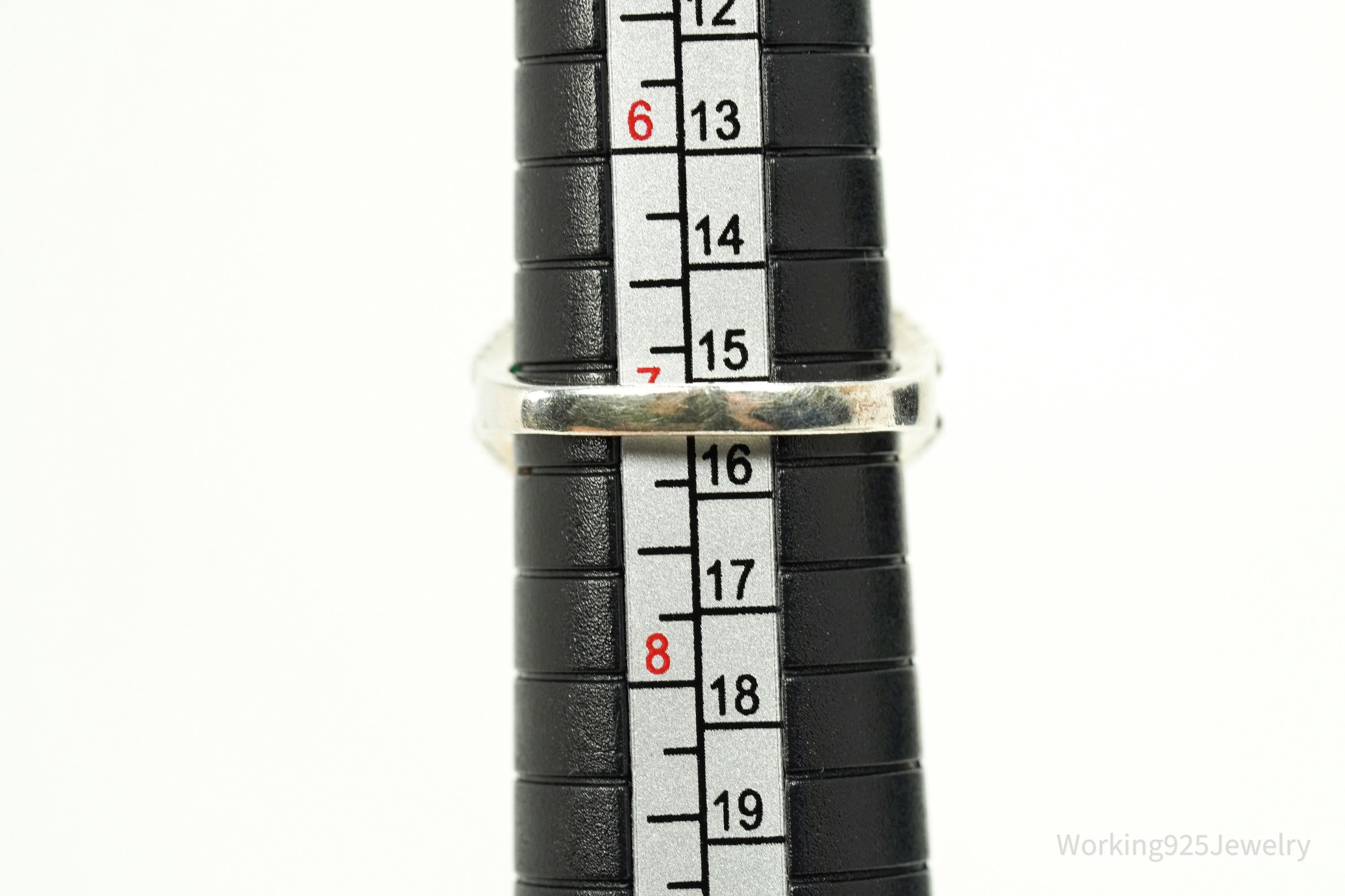 Vintage Green Chrysoprase & Peridot Gold Vermeil Sterling Silver Ring - Size 7