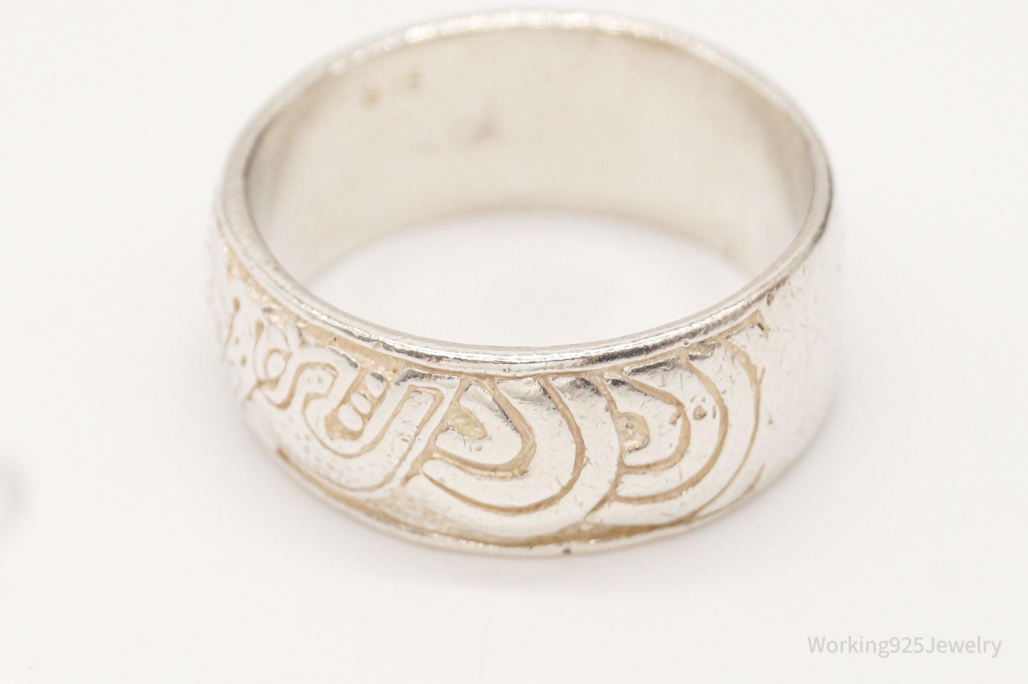 Vintage Celtic Knots Viking Style Pattern Sterling Silver Band Ring - Size 12.5