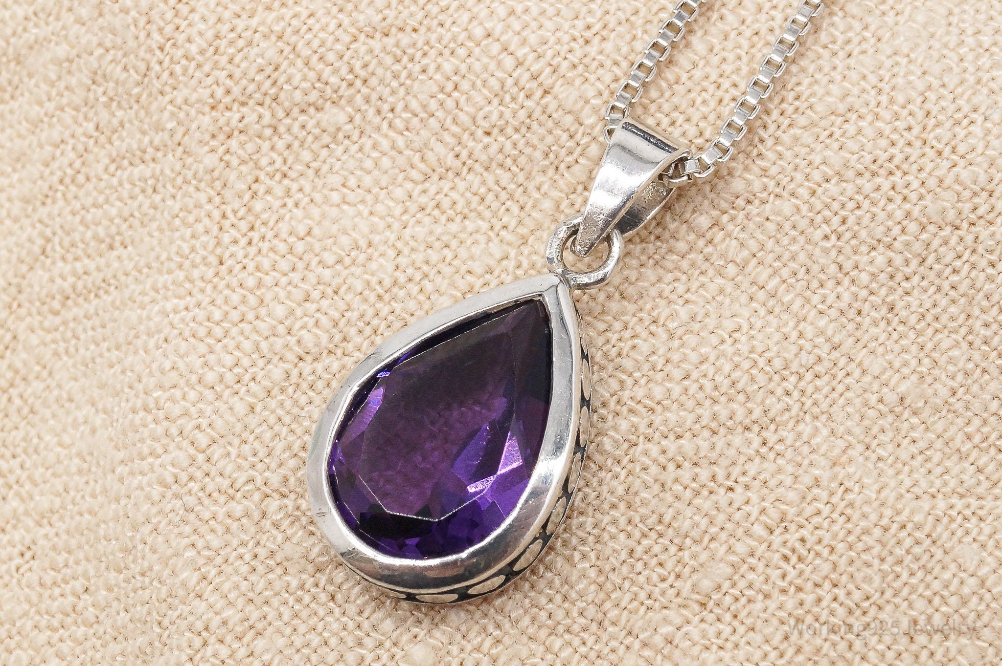Vintage Purple Amethyst Sterling Silver Necklace - 20"