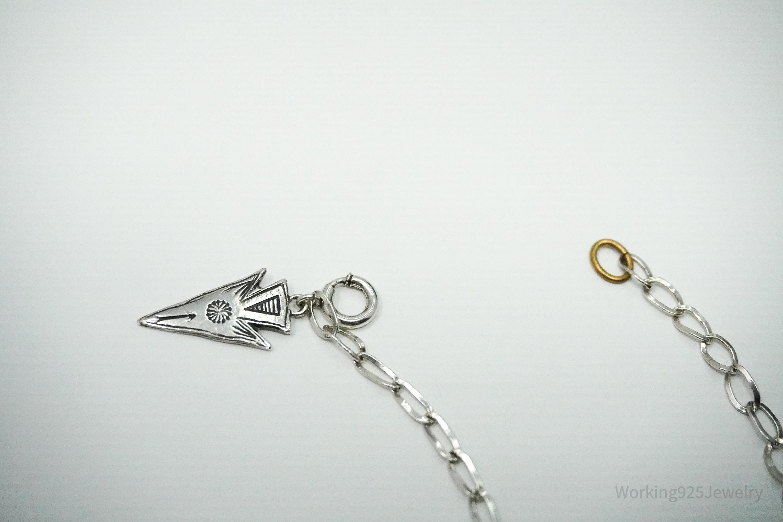 Vintage Southwestern Charms Sterling Silver Bracelet / Anklet 8 3/8"