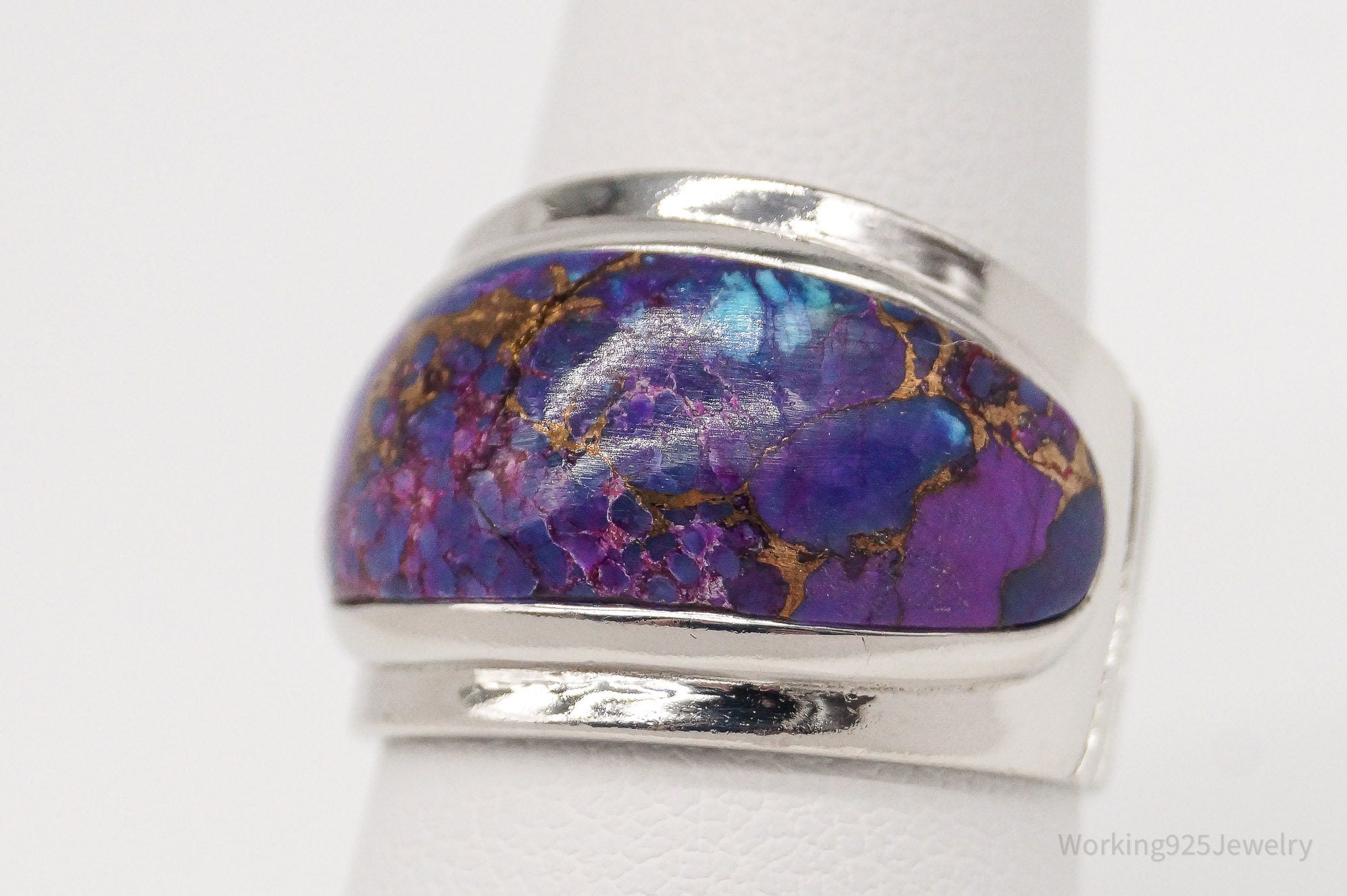 Vintage Purple Turquoise Sterling Silver Ring - Size 7.75