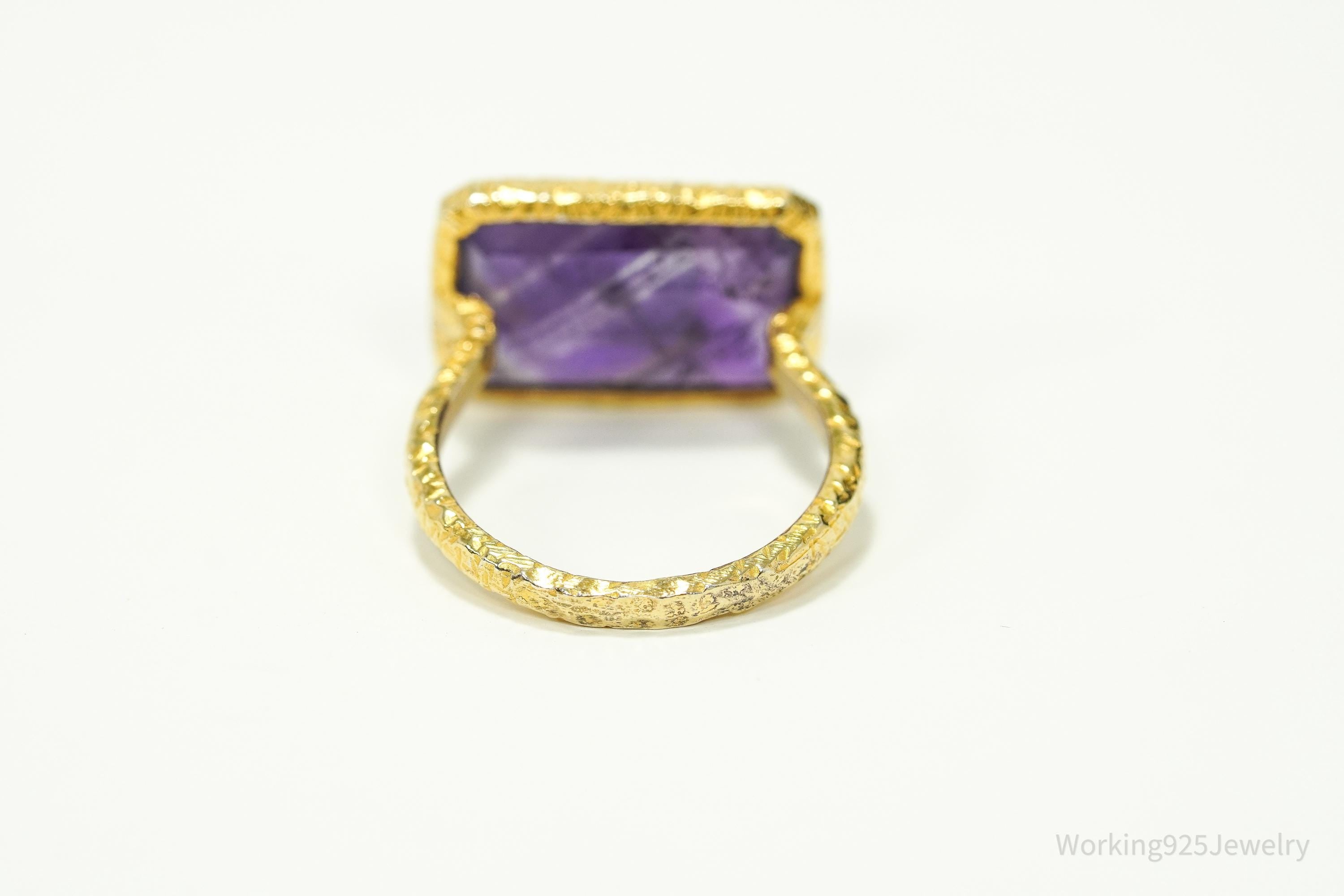 Vintage Purple Amethyst Gold Vermeil Sterling Silver Ring SZ 5.5