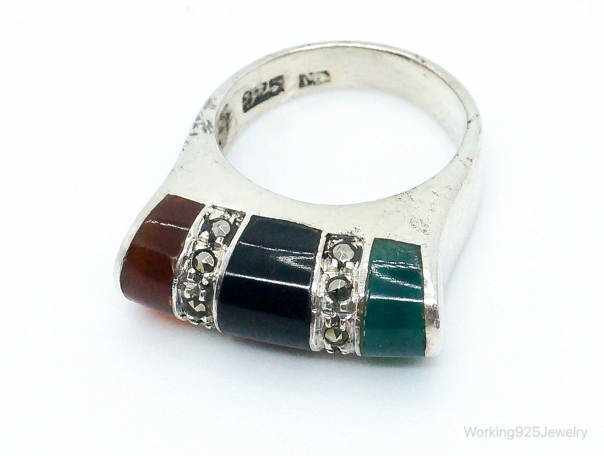 Vintage Multi Gem Sterling Silver Ring - SZ 5.75