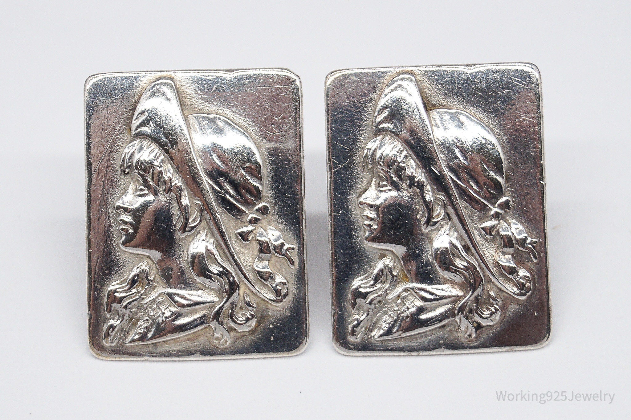 Antique Victorian Era 1800s Woman Sterling Silver Cufflinks