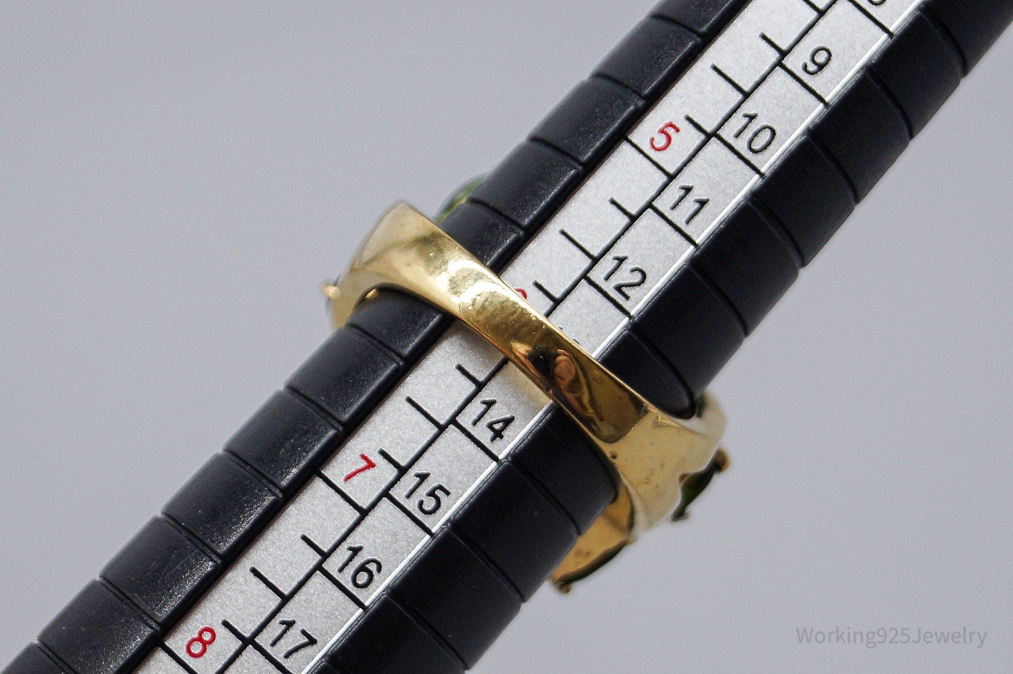 QVC Green Chrome Diopside & White Topaz Gold Over Sterling Silver Ring - Size 6