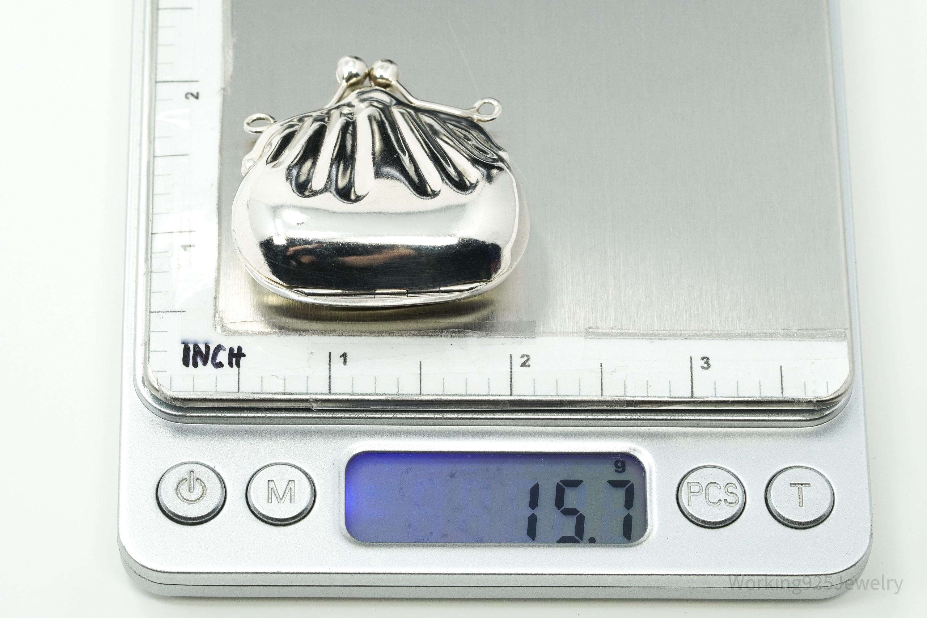 Vintage Purse Bag Locket Sterling Silver Pill Box