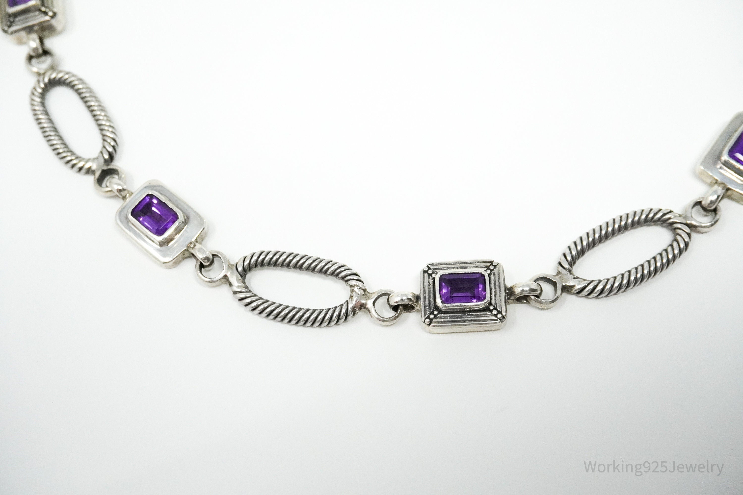 Vintage Designer Amethyst Sterling Silver Necklace 18"
