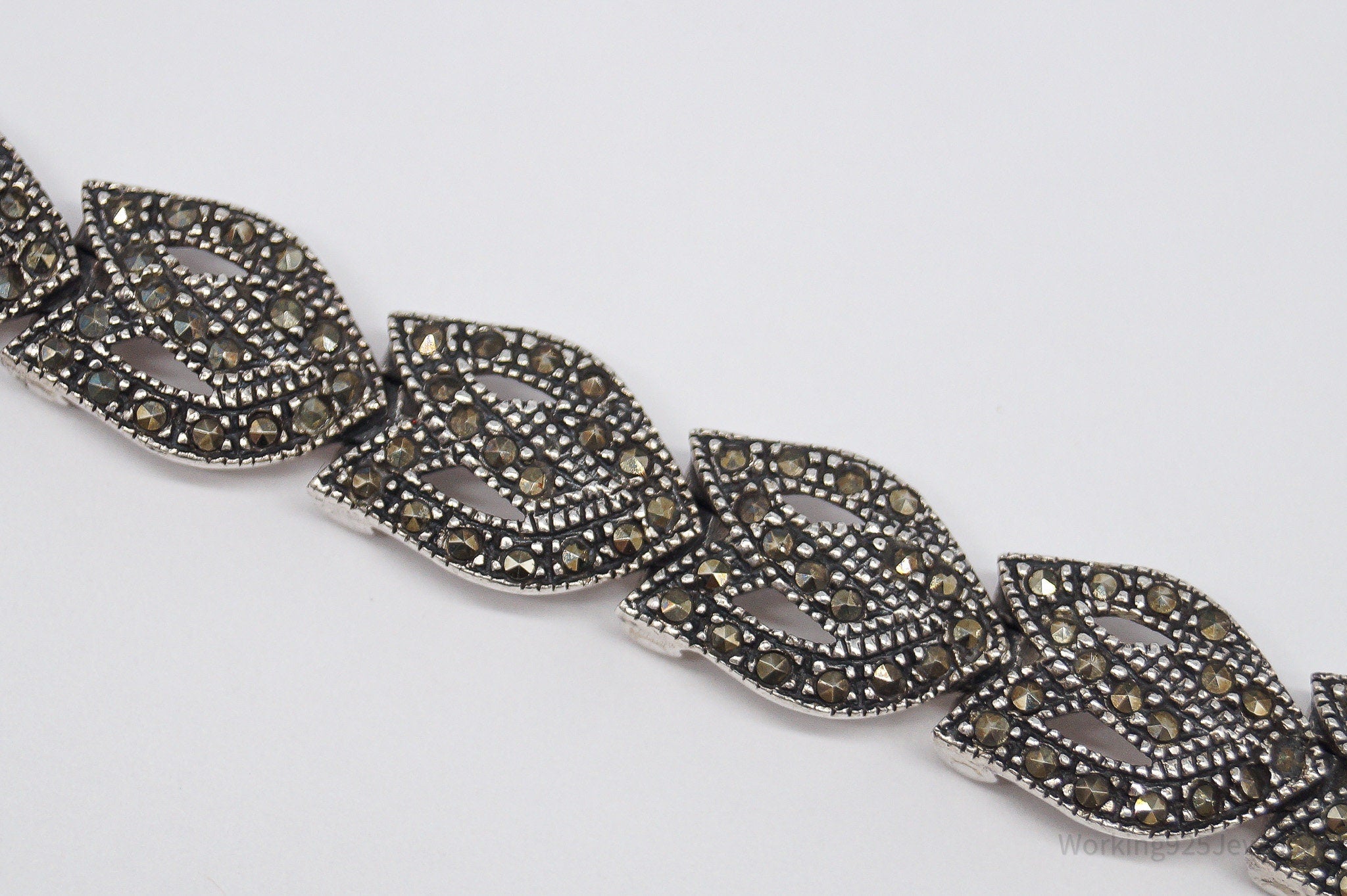 Vintage Marcasite Sterling Silver Bracelet - 6.75"
