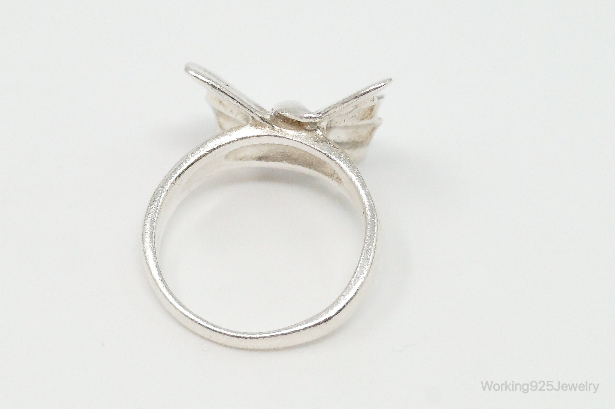 Vintage Modernist Butterfly Bow Sterling Silver Ring - Size 6