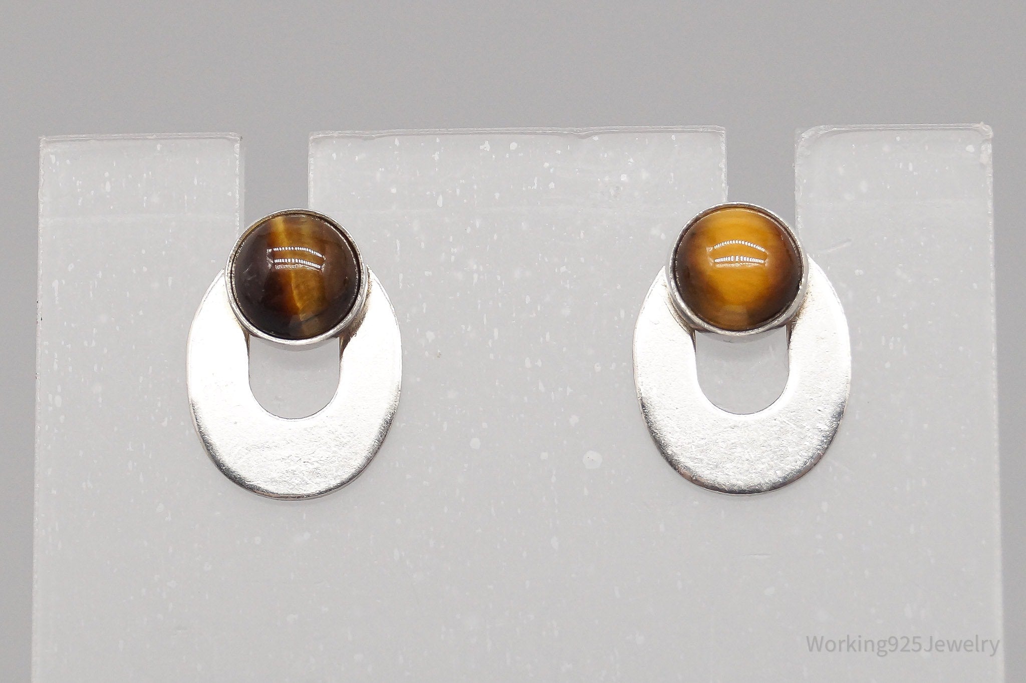 Vintage Tigers Eye Sterling Silver Earrings