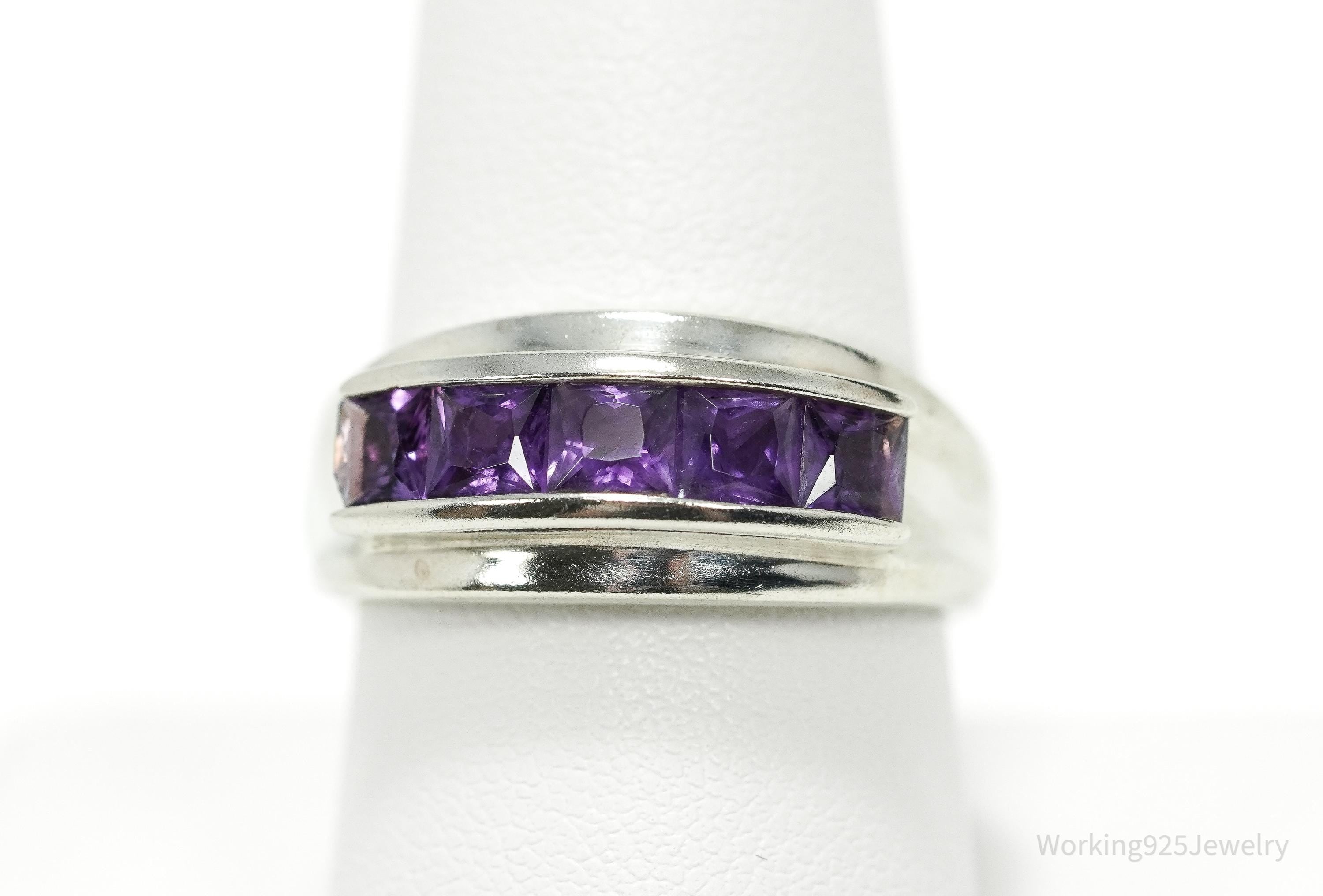 Vintage Amethyst Sterling Silver Ring - Size 9