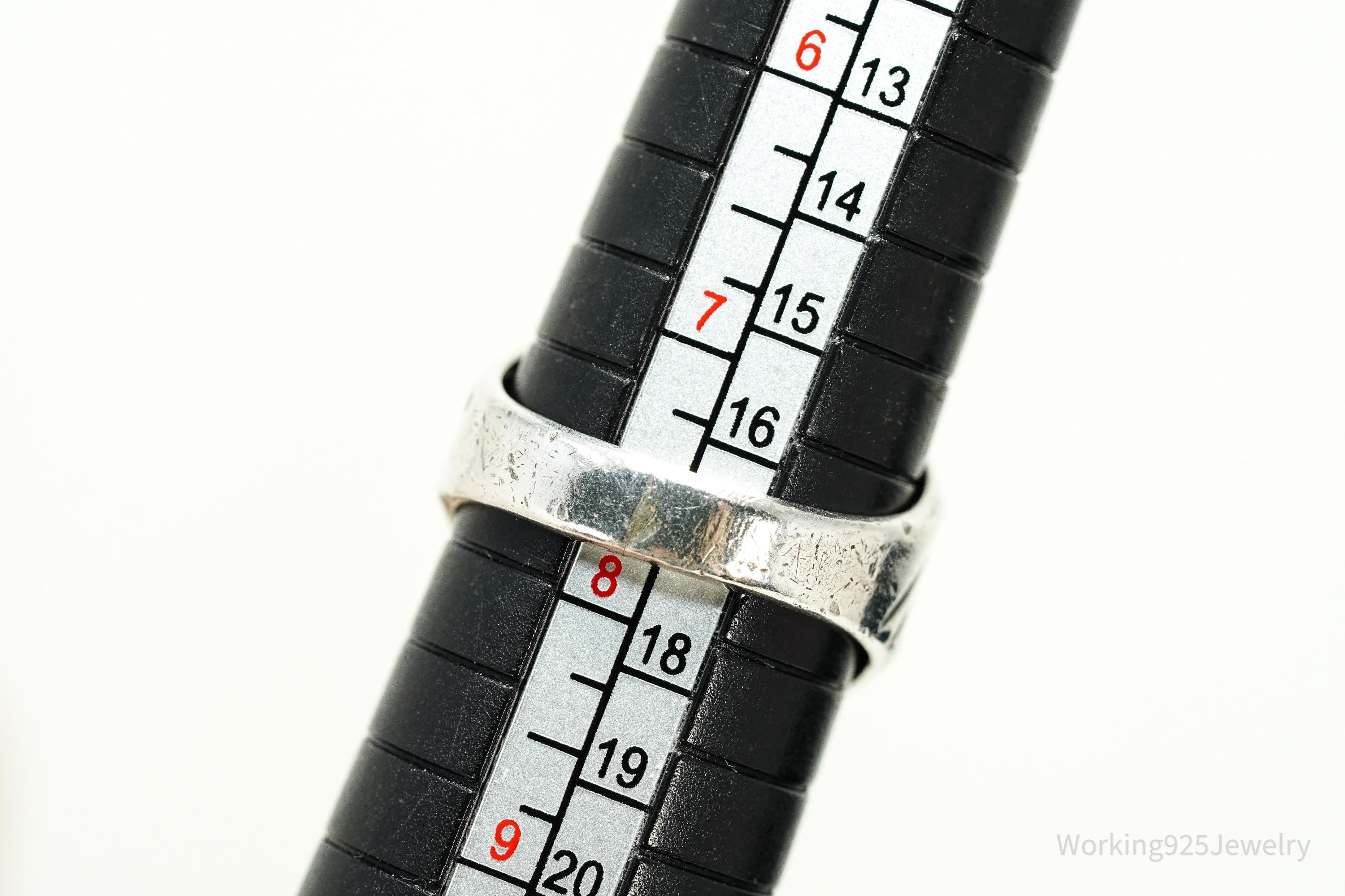 Vintage MCM Vargas Mfg. Co. Hematite Sterling Silver Ring - Size 7.75