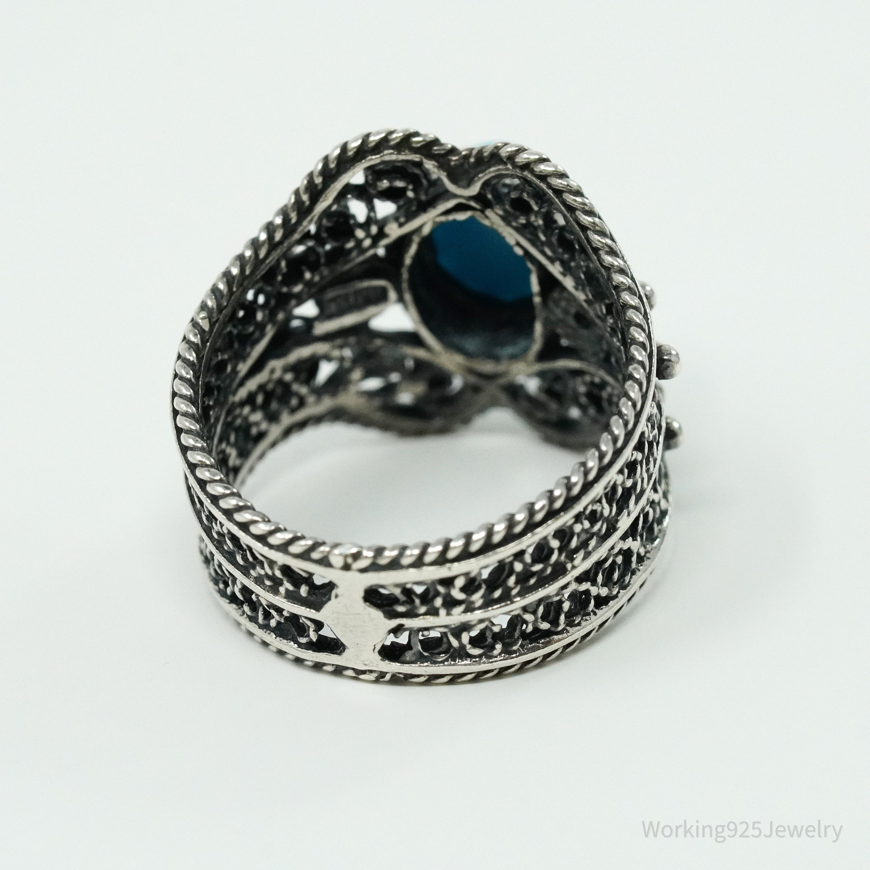 Vintage Turquoise Sterling Silver Ring - Size 7.5