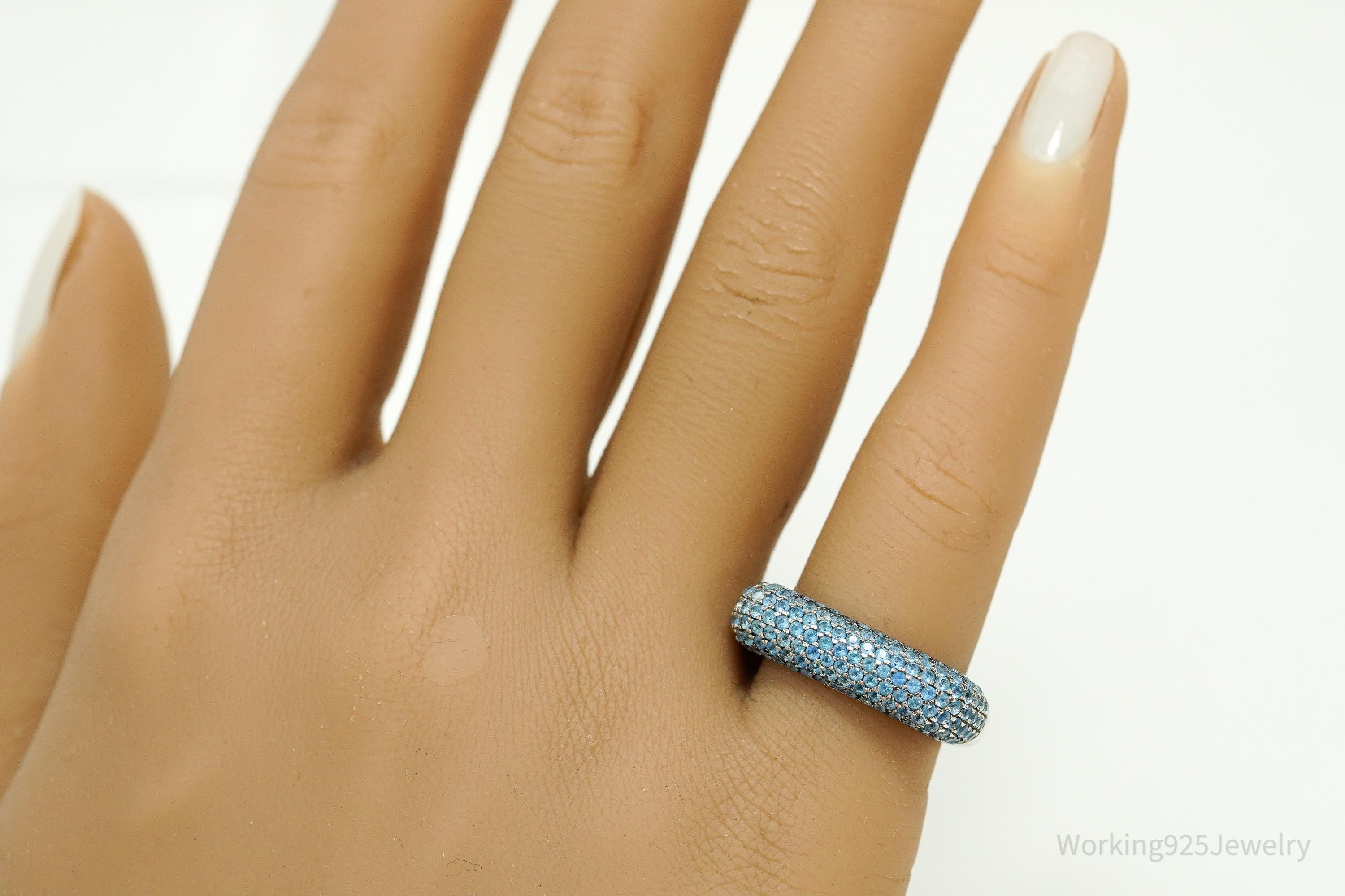 Vintage Blue Topaz Sterling Silver Ring - Size 6.25