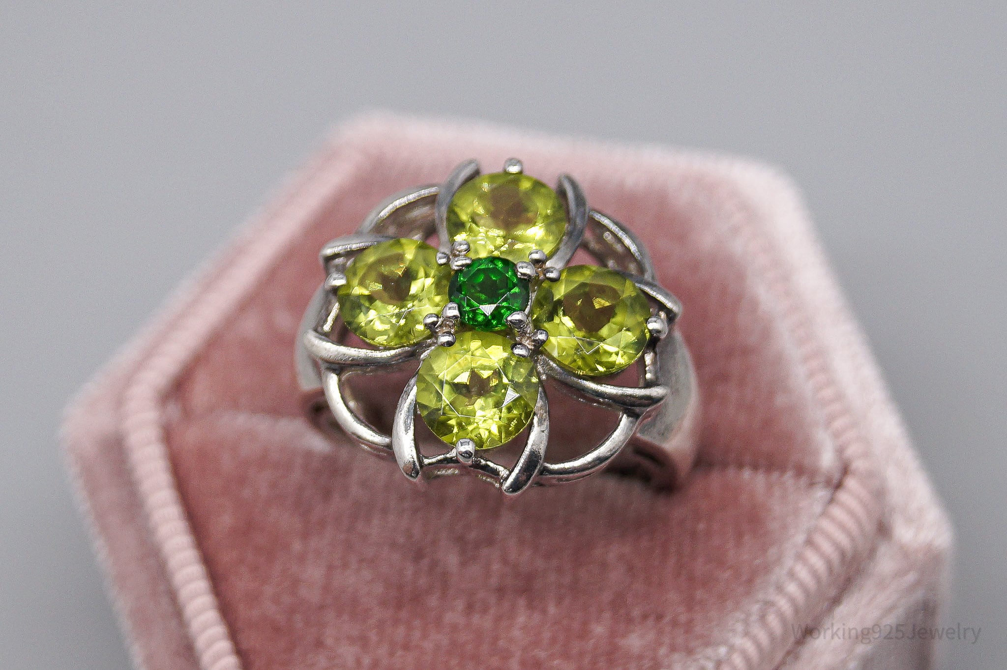 JTV HT Peridot & Green Chrome Diopside Sterling Silver Ring - Size 6.75