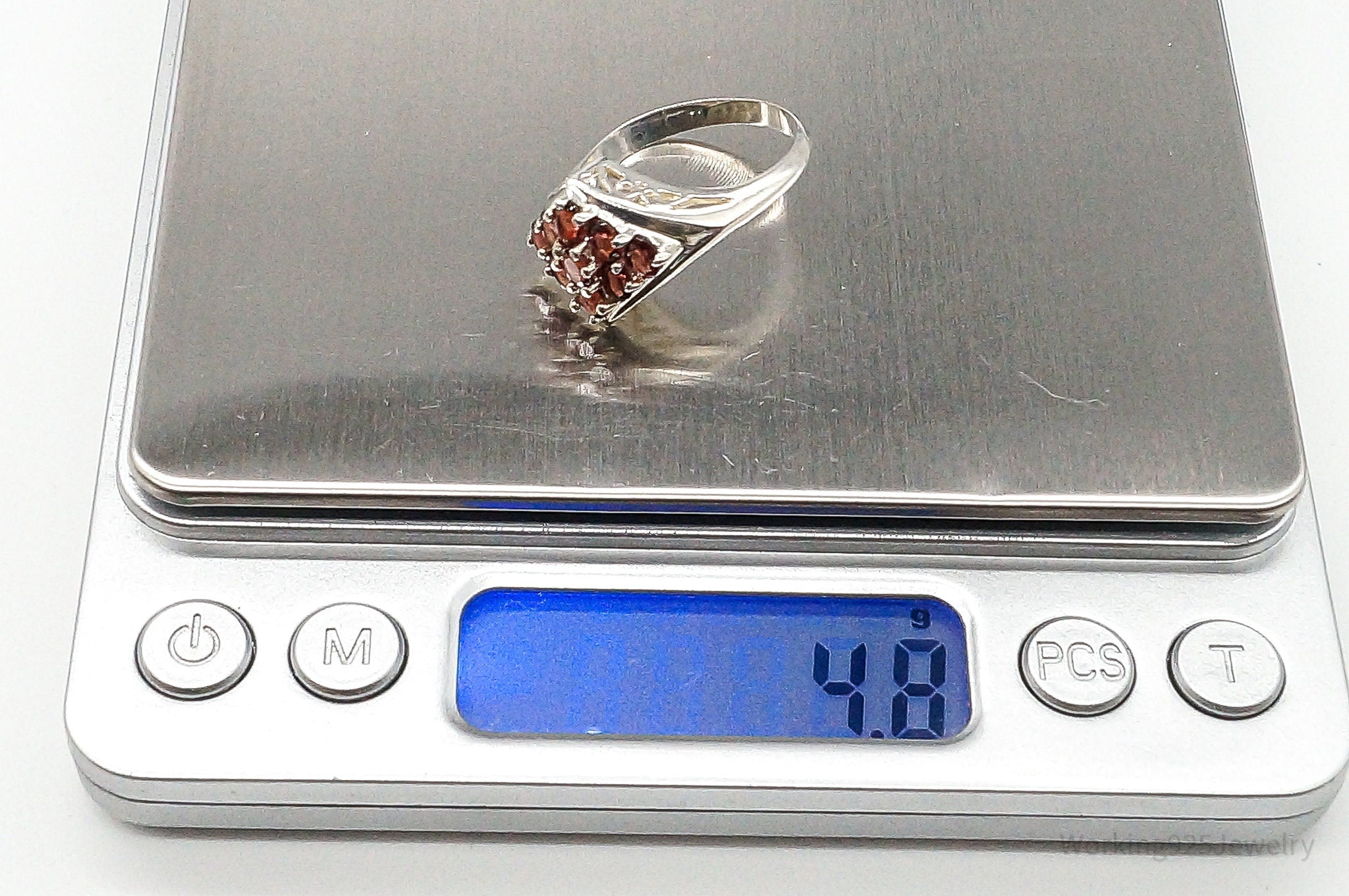 Garnet Sterling Silver Ring - Size 8.75