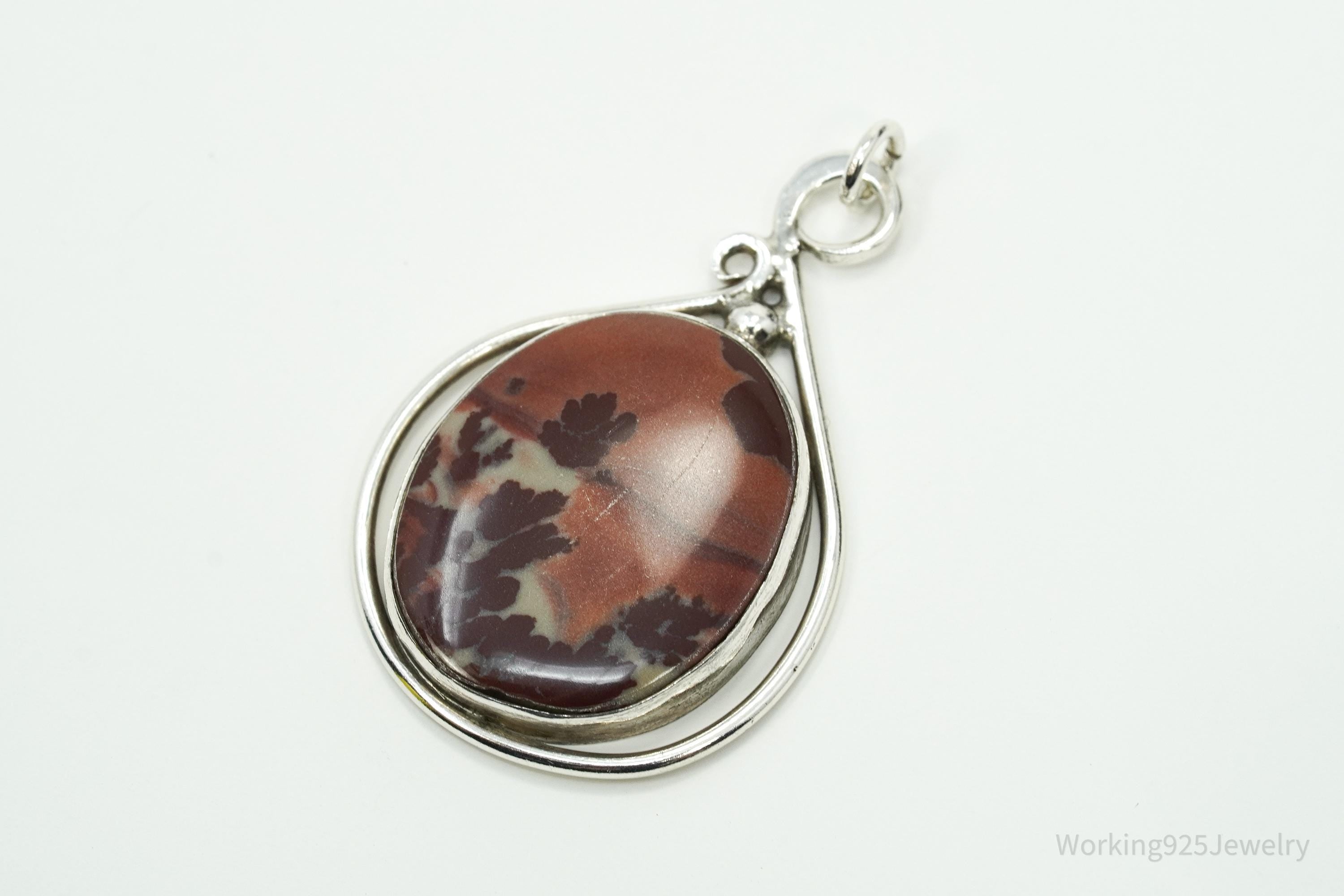 Vintage Jasper Sterling Silver Necklace Pendant
