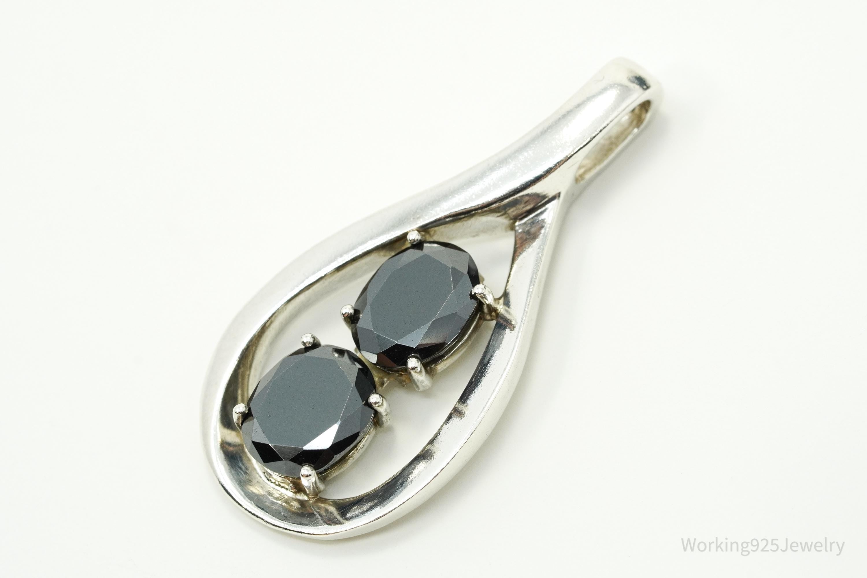 Vintage Hematite Sterling Silver Pendant