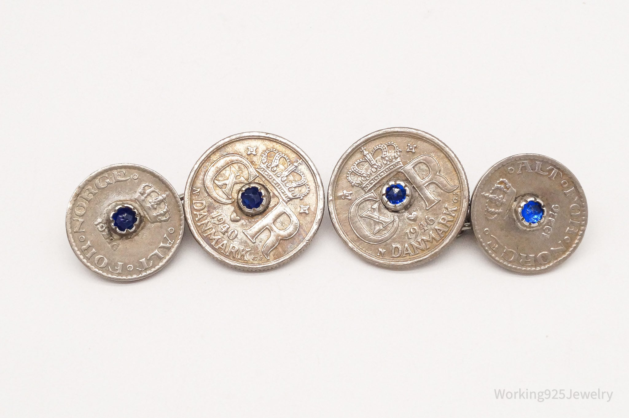 Rare Vintage Denmark Danmark Coins Cufflinks