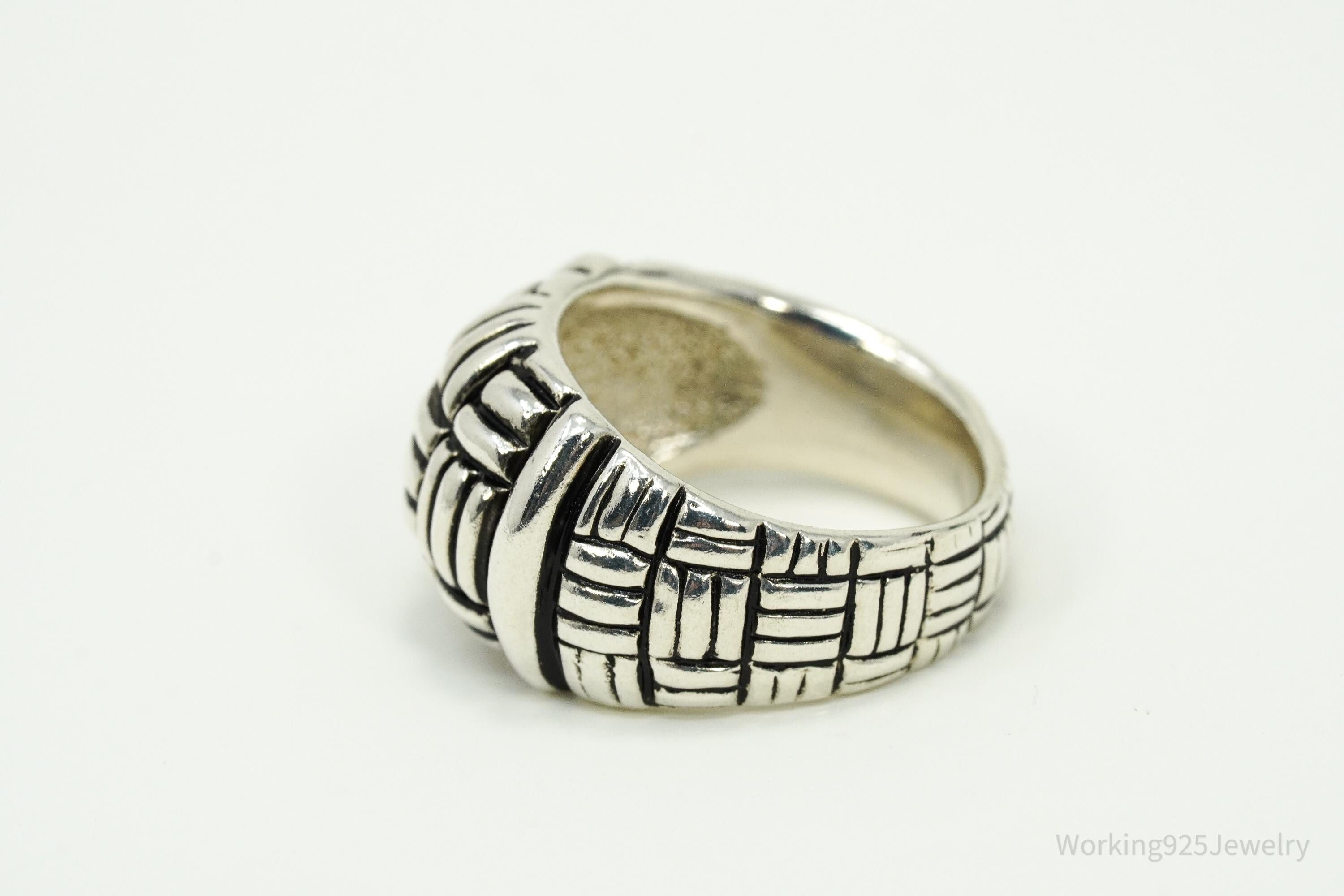 Vintage Joseph Esposito Sig Basket Weave Sterling Silver Band Ring - Size 6