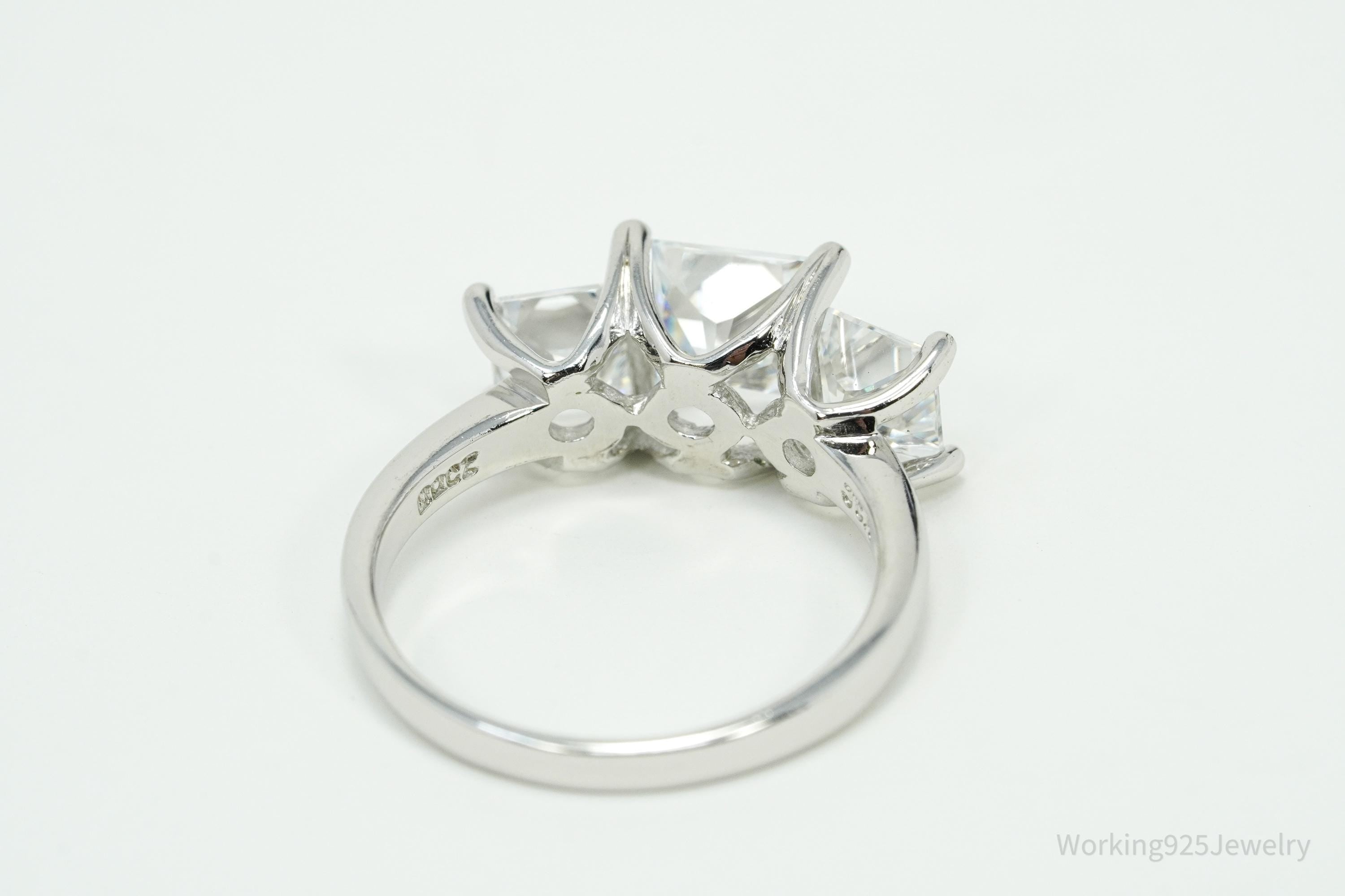 Vintage JCM White Diamonique Cubic Zirconia Sterling Silver Ring Size 6.25