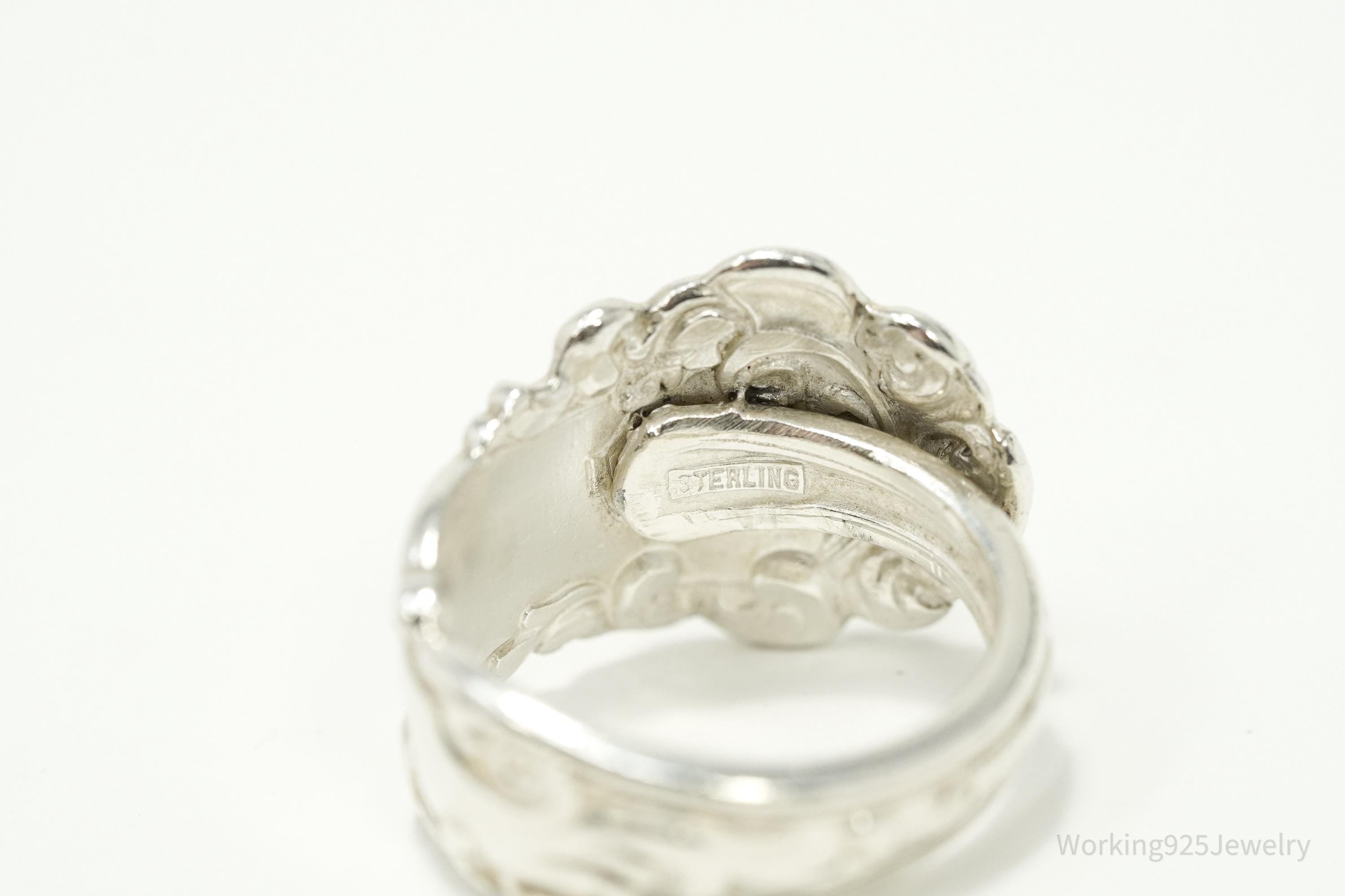 Antique Knight In Armor Sterling Silver Spoon Ring - Size 8