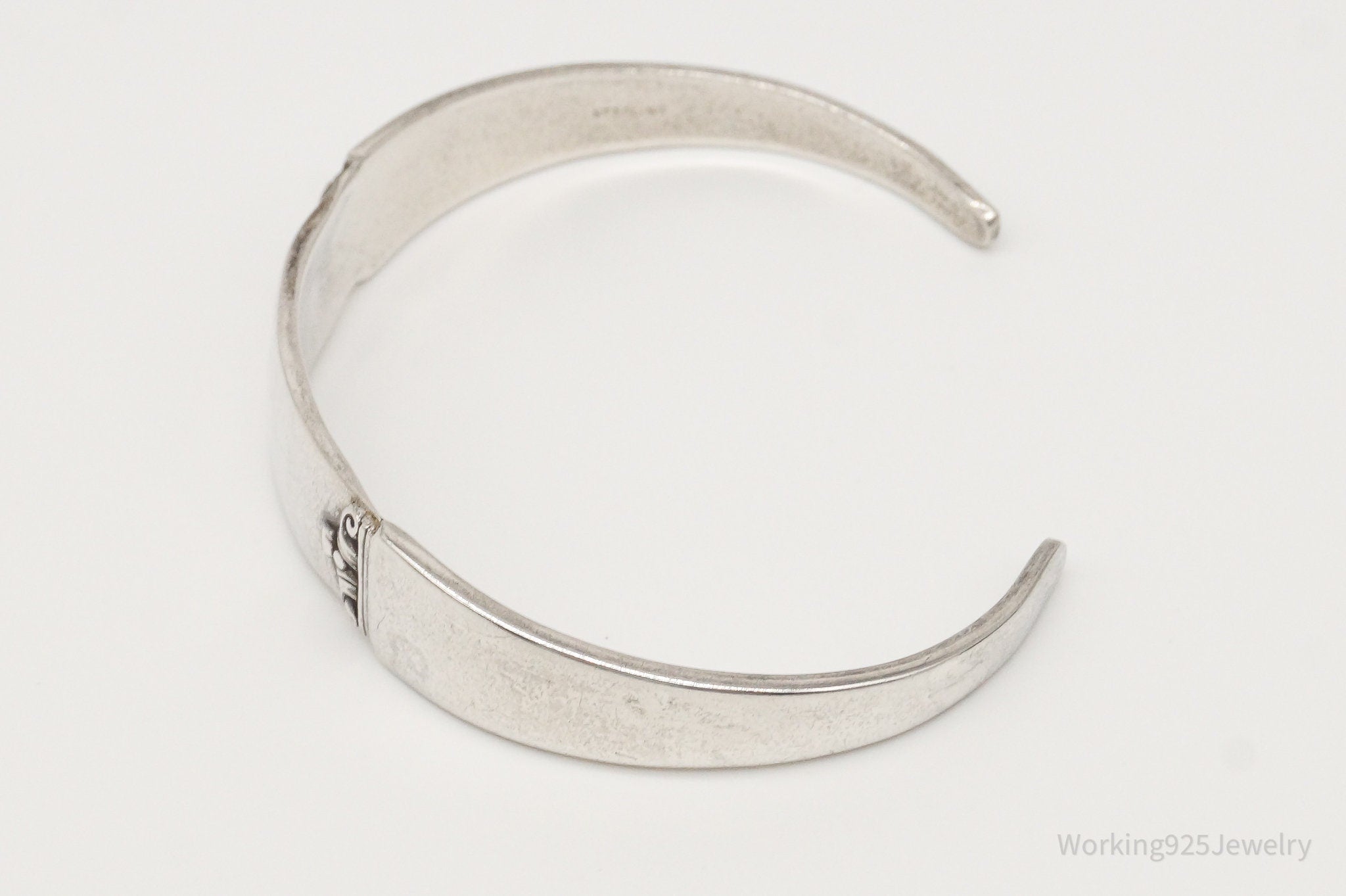Antique Initials Name Plate Sterling Silver Cuff Bracelet