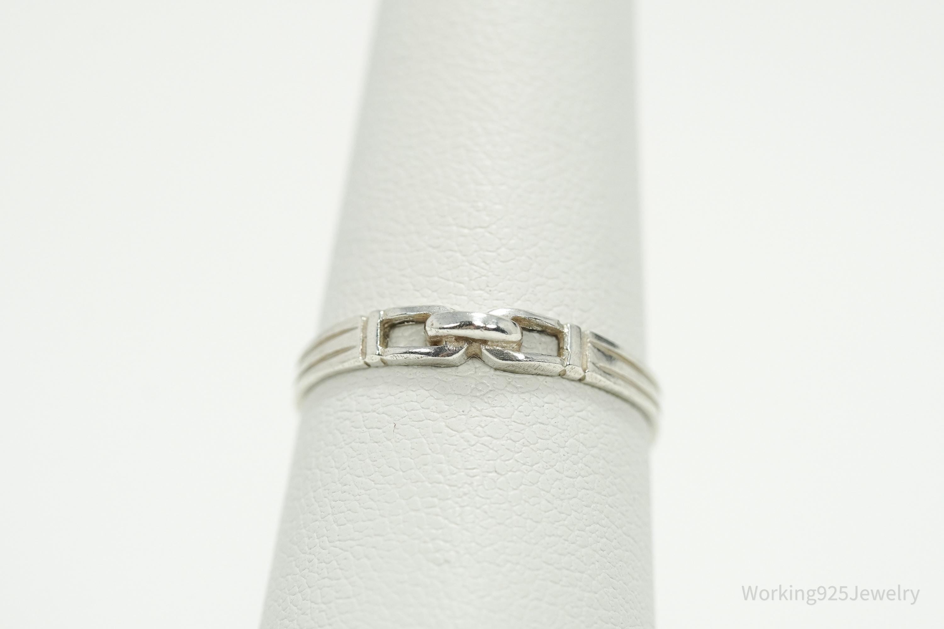 Vintage Link Modernist Style Sterling Silver Ring - Size 7