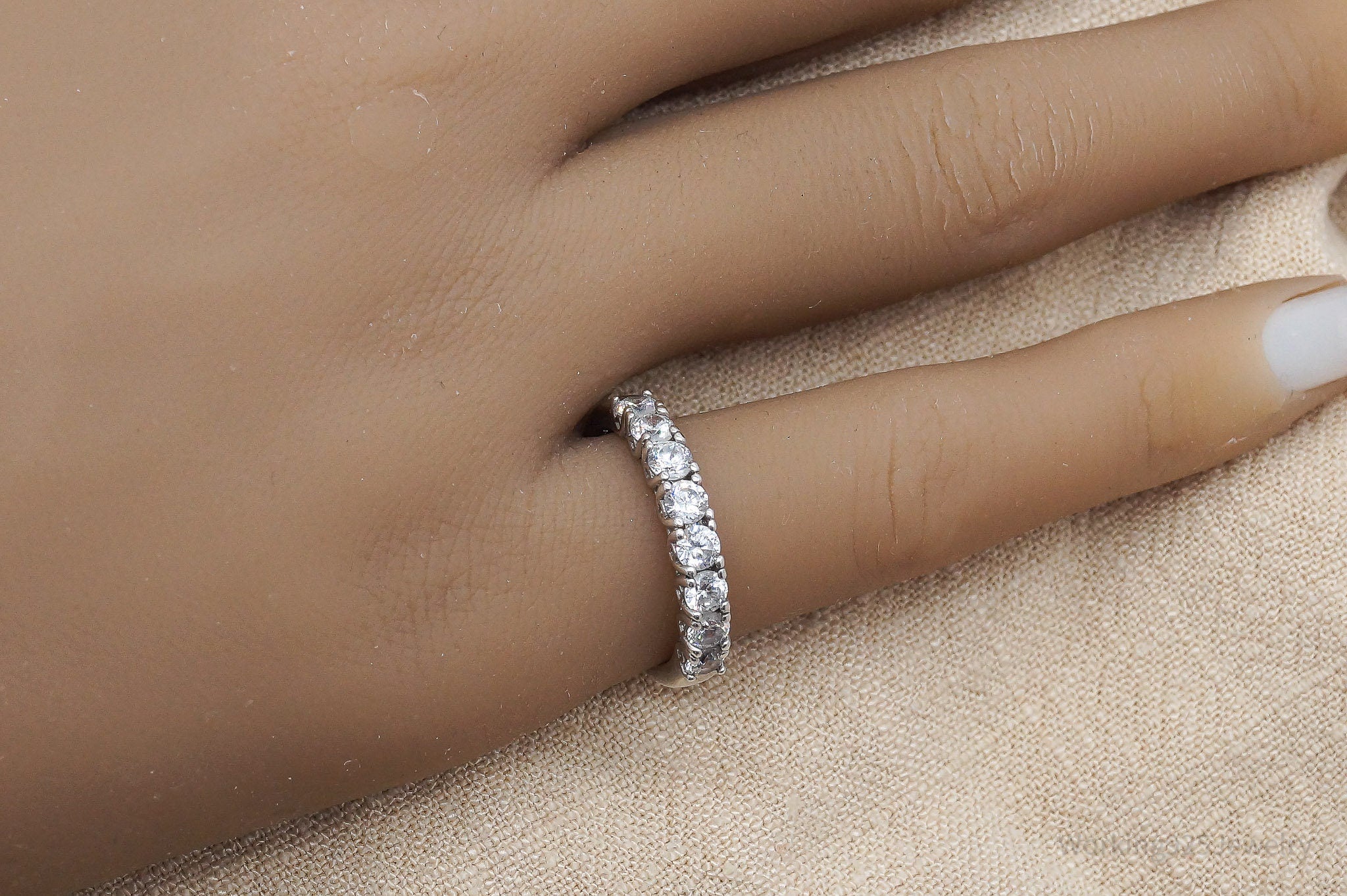 Vintage Cubic Zirconia Sterling Silver Ring - Size 6