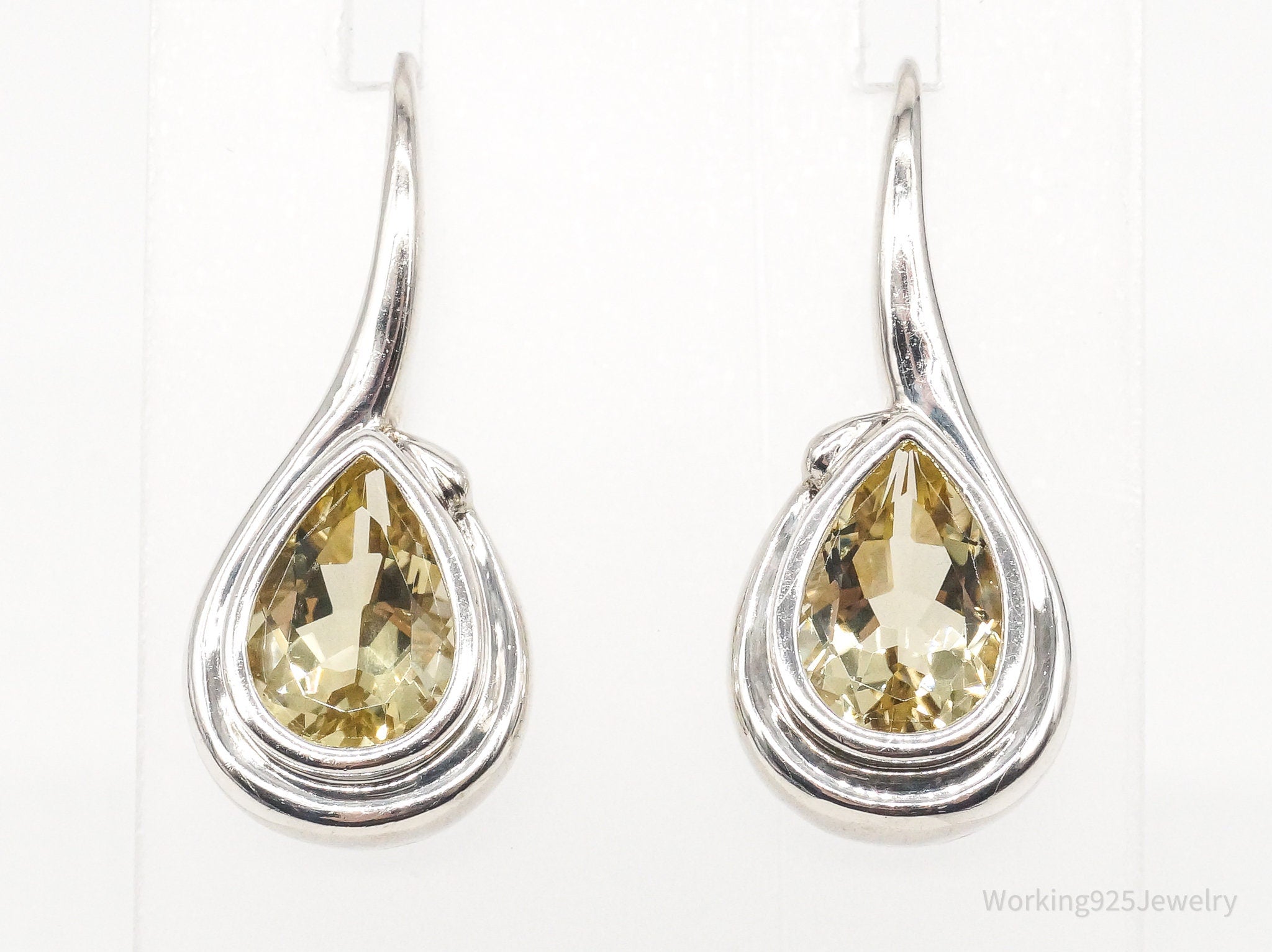 Vintage Lemon Quartz Sterling Silver Earrings