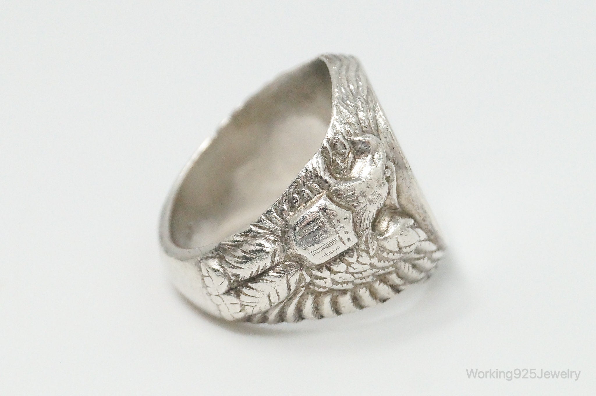 Vintage United States Military Engrave Sterling Silver Ring - Size 7