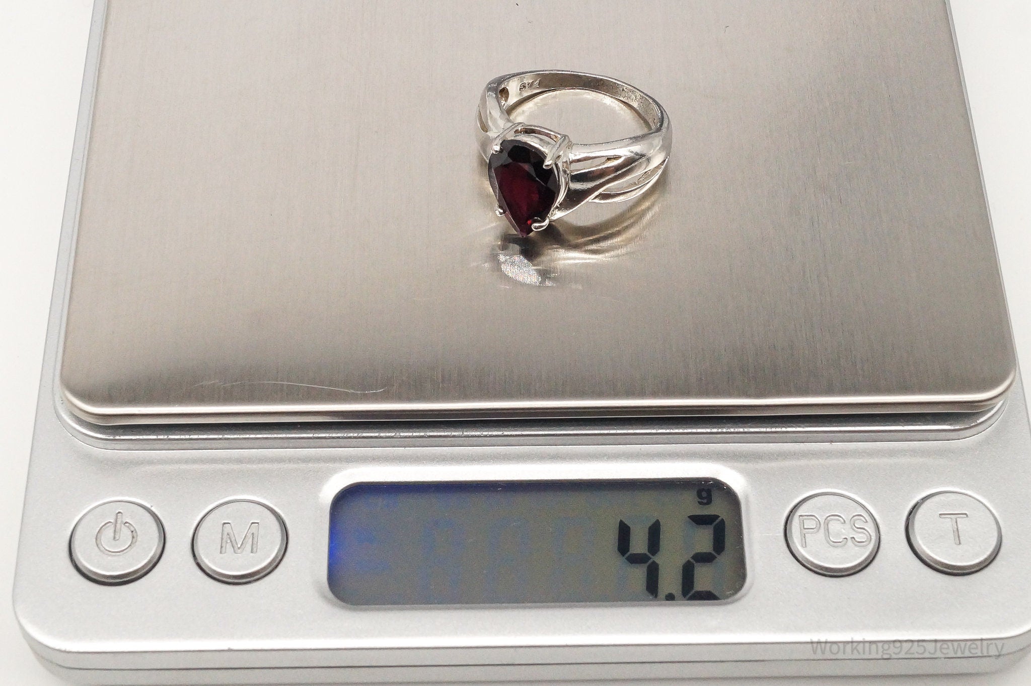 Vintage Rhodolite Garnet Sterling Silver Ring - Size 7