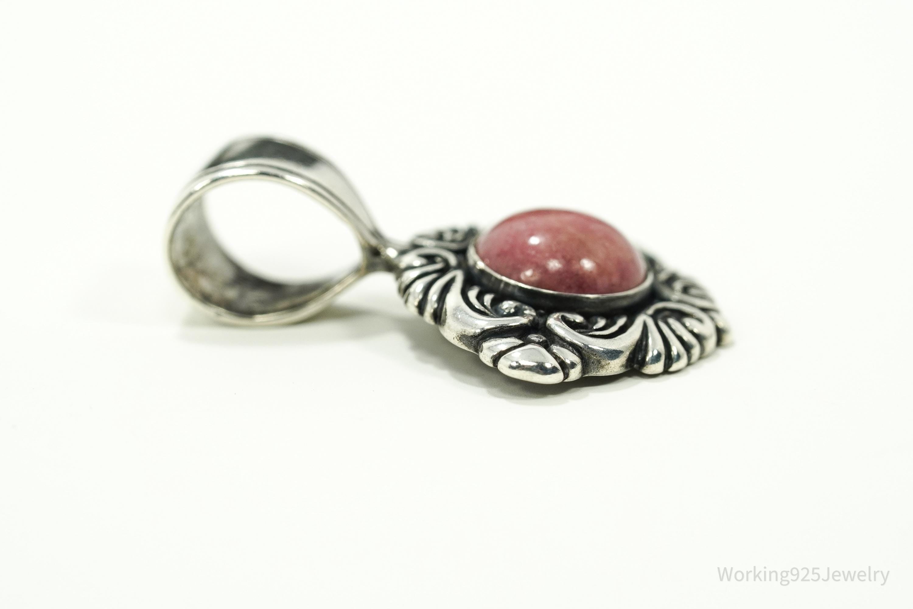 Vintage Western Style Rhodonite Sterling Silver Pendant