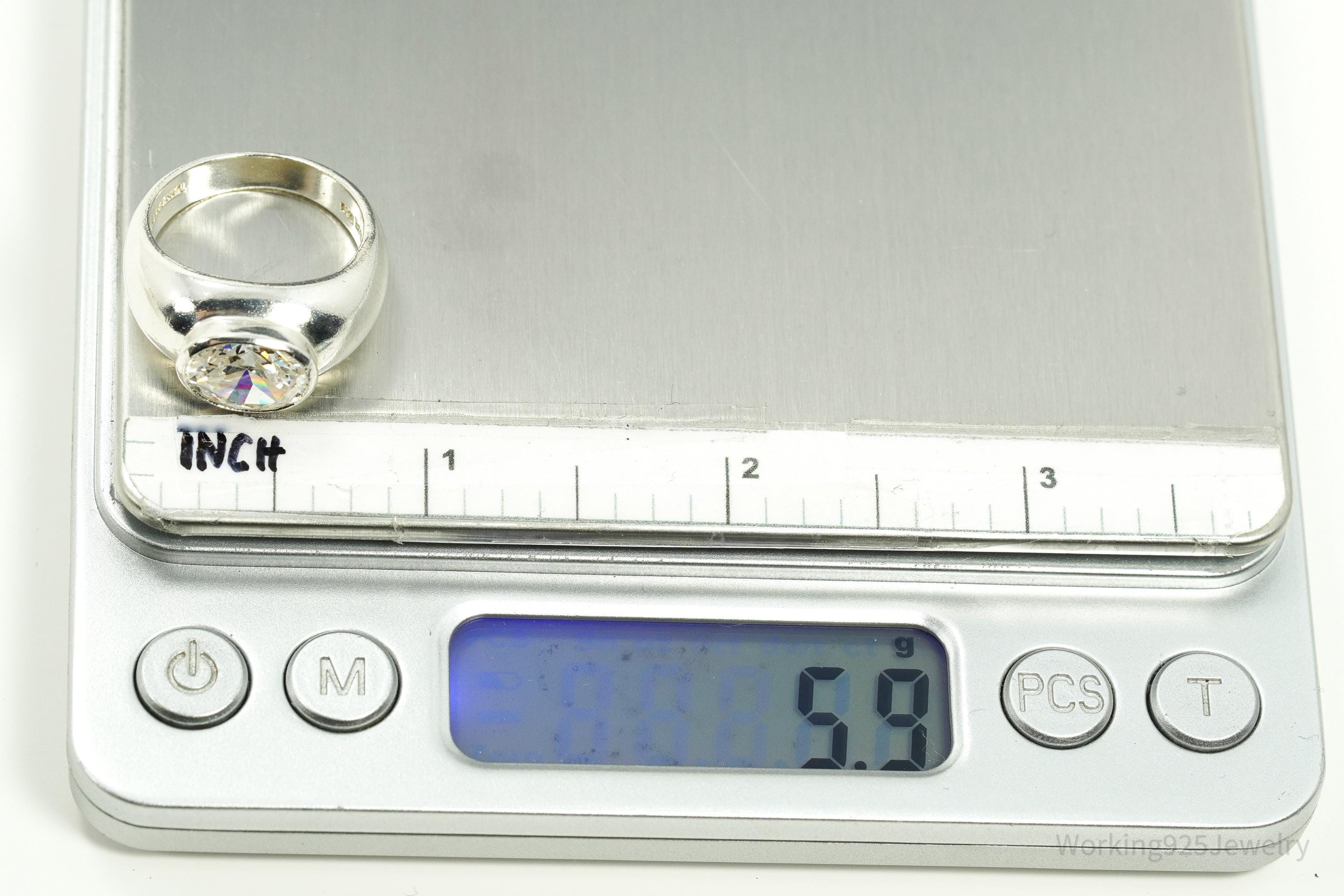 Vintage Cubic Zirconia Sterling Silver Ring - Size 7.75