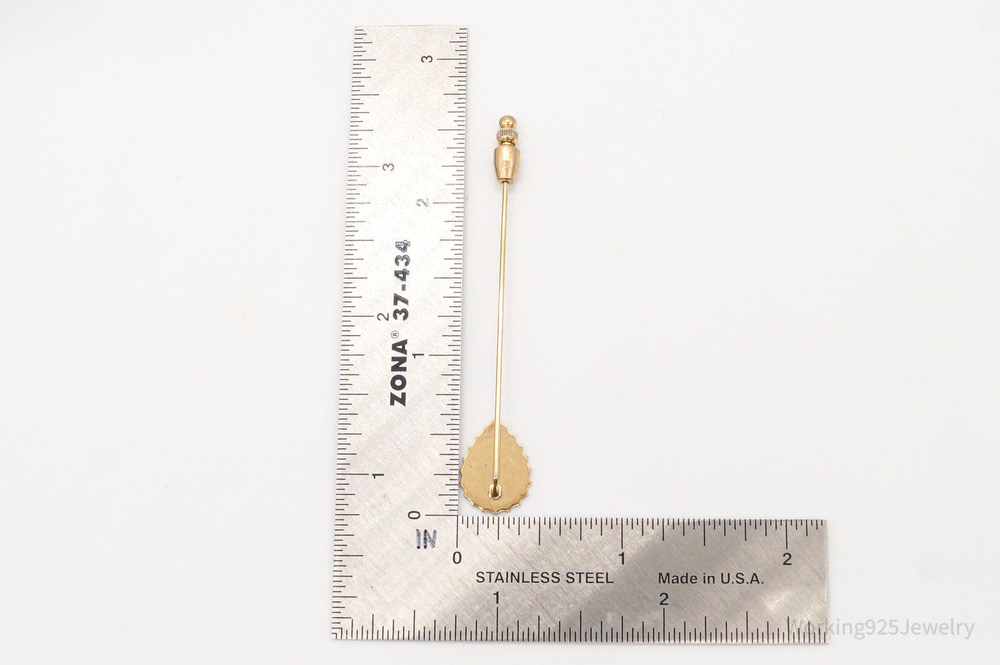 Antique 12K Gold Filled "B" Etched Lapel Stick Pin