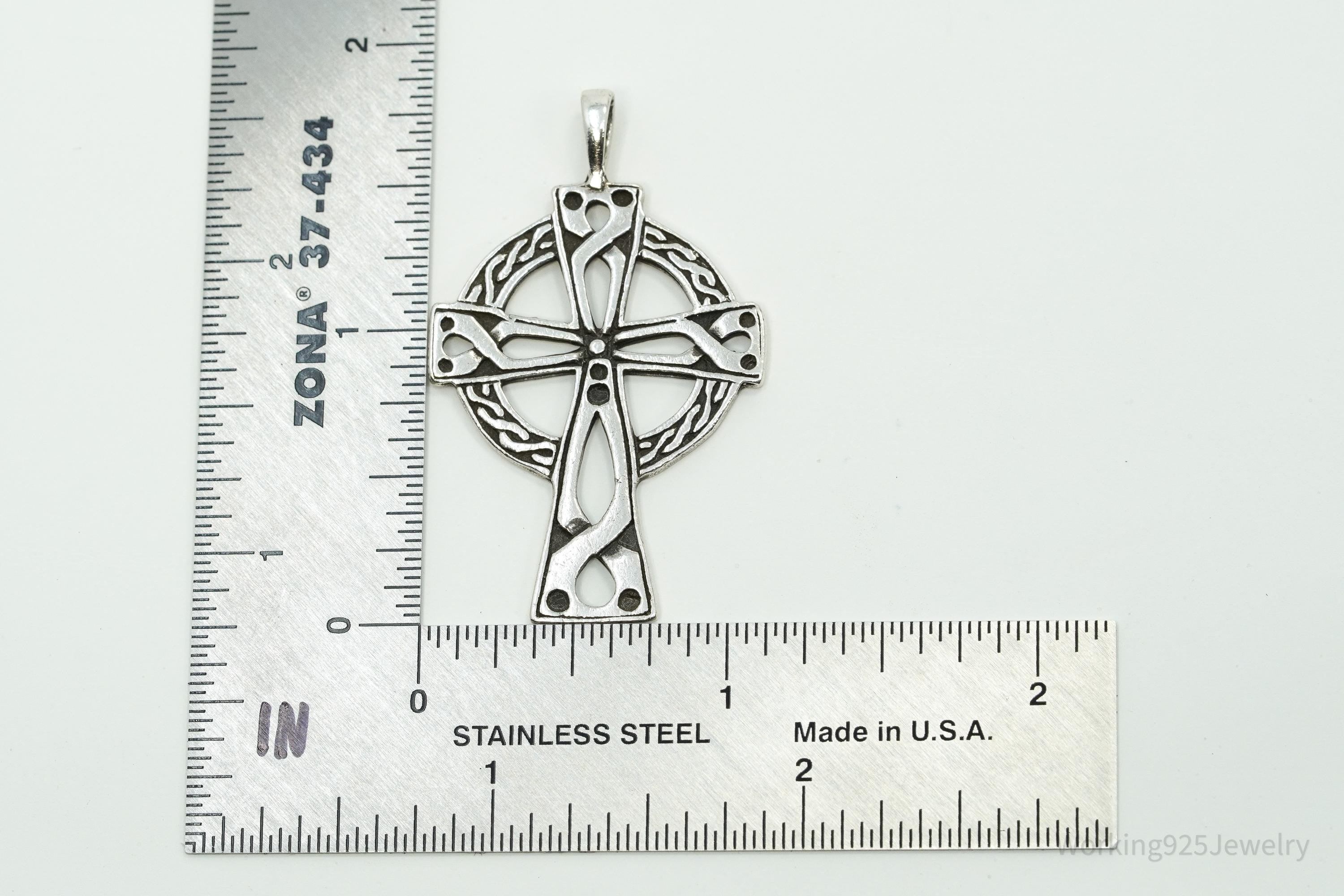 Vintage Celtic Cross Sterling Silver Necklace Pendant