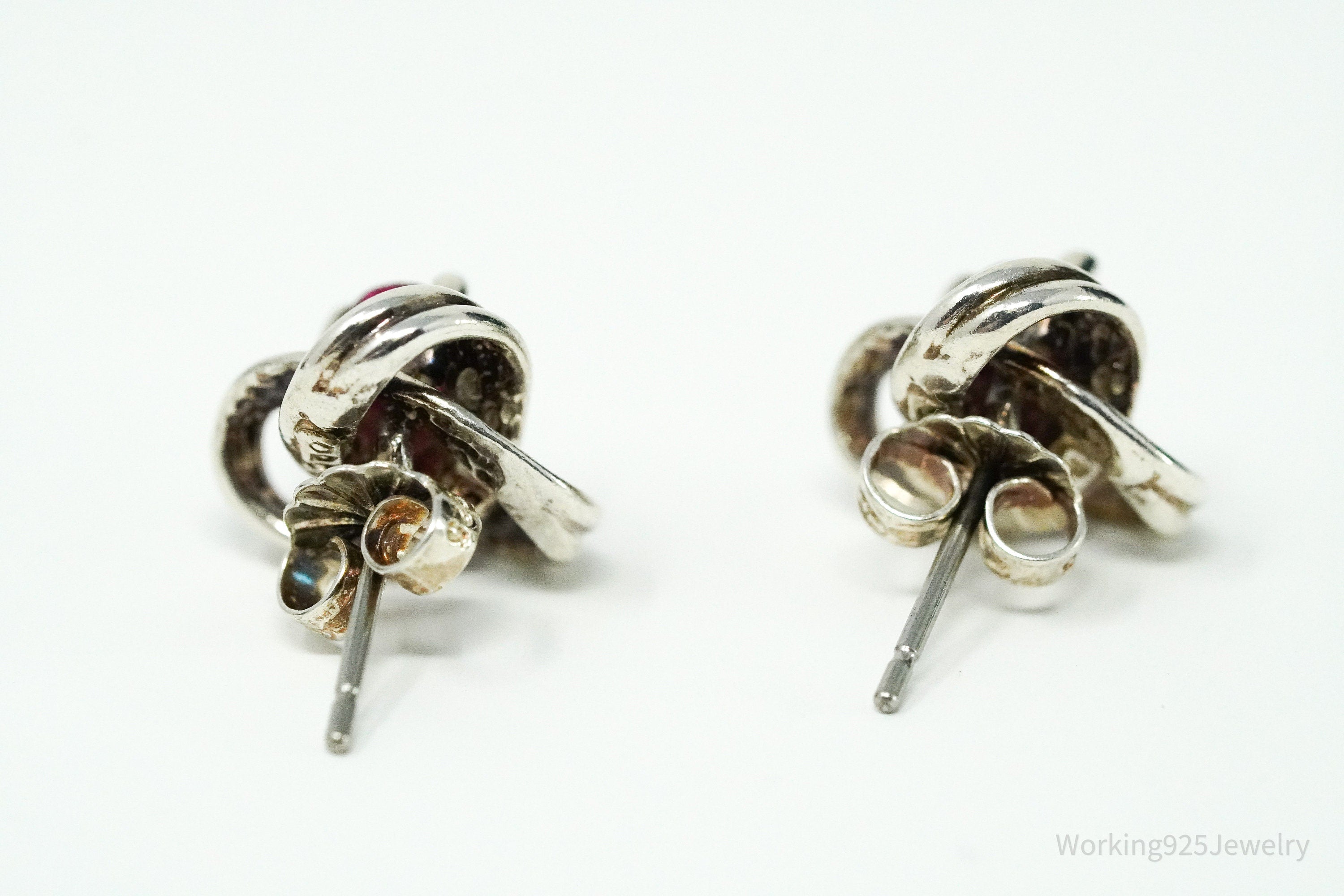 Vintage Pink Cubic Zirconia Sterling Silver Earrings