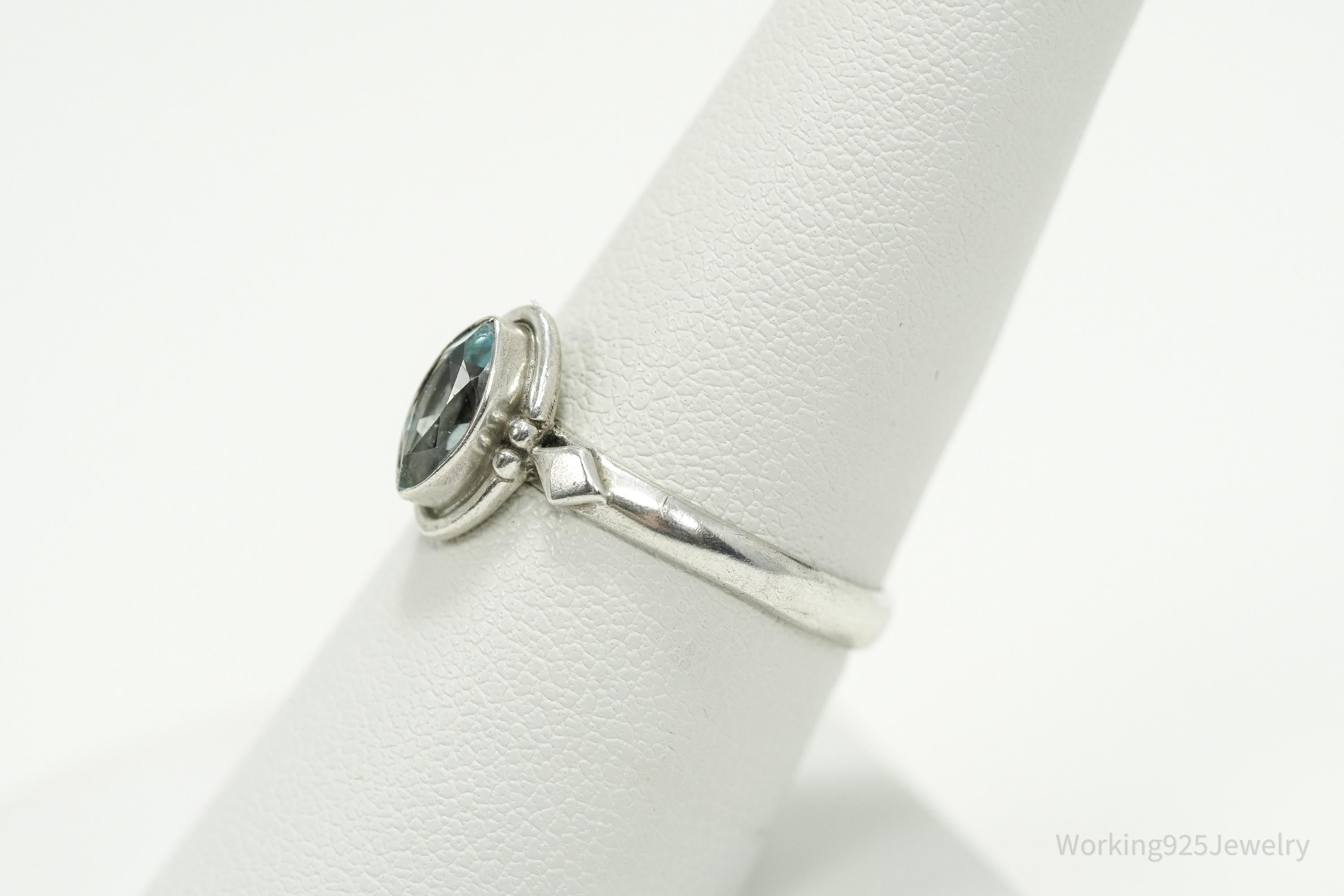 Vintage Designer Doug Paulus Blue Topaz Sterling Silver Ring - Size 8.25