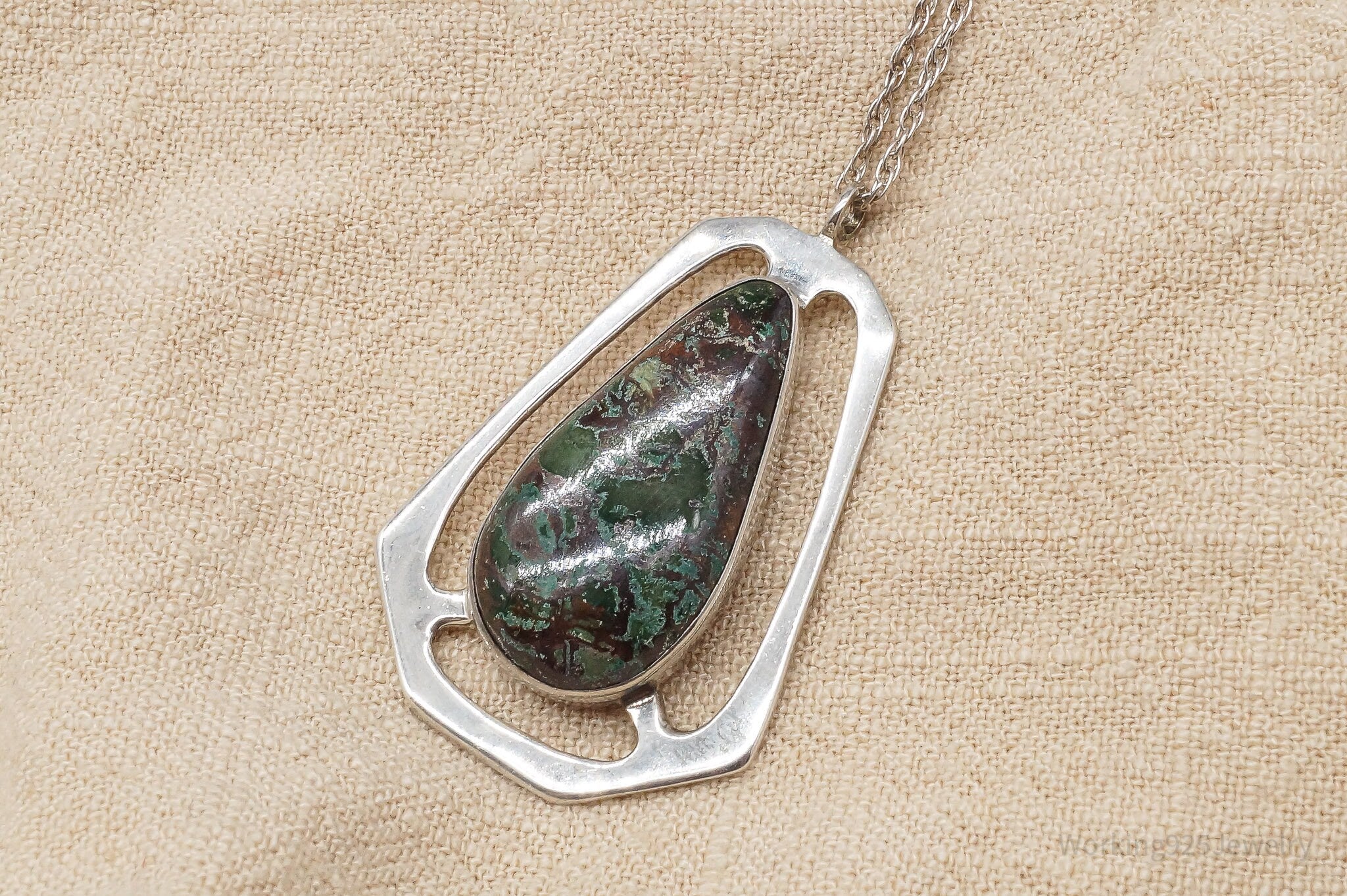 Antique Turquoise Sterling Silver Necklace 24"